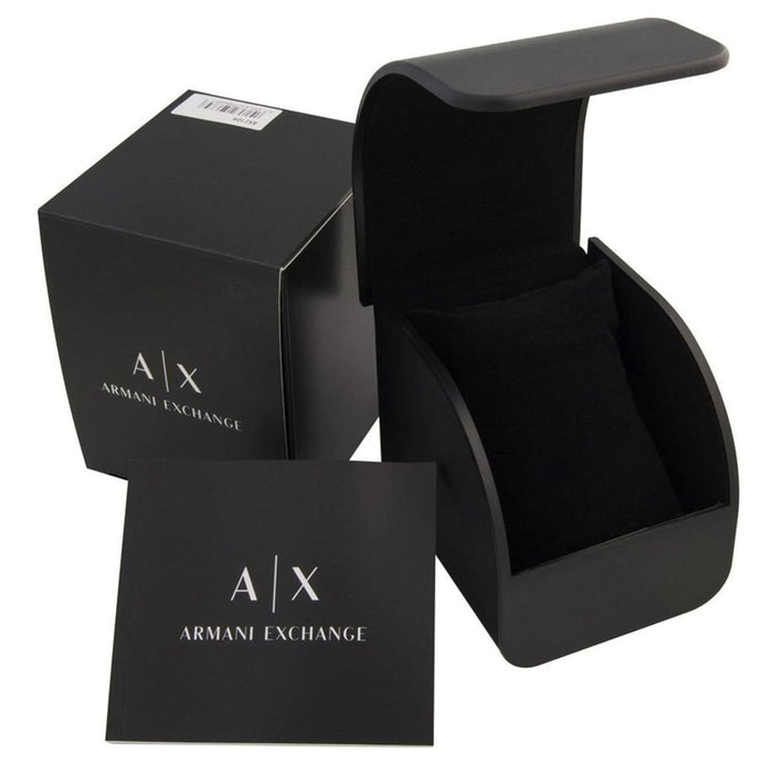 Armani Exchange AX1093 watch in black presentation box with branded accessories