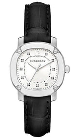 Burberry The Britain Diamonds White Dial Black Leather Strap Watch for Women - BBY1806 BBY1806 - Image 1