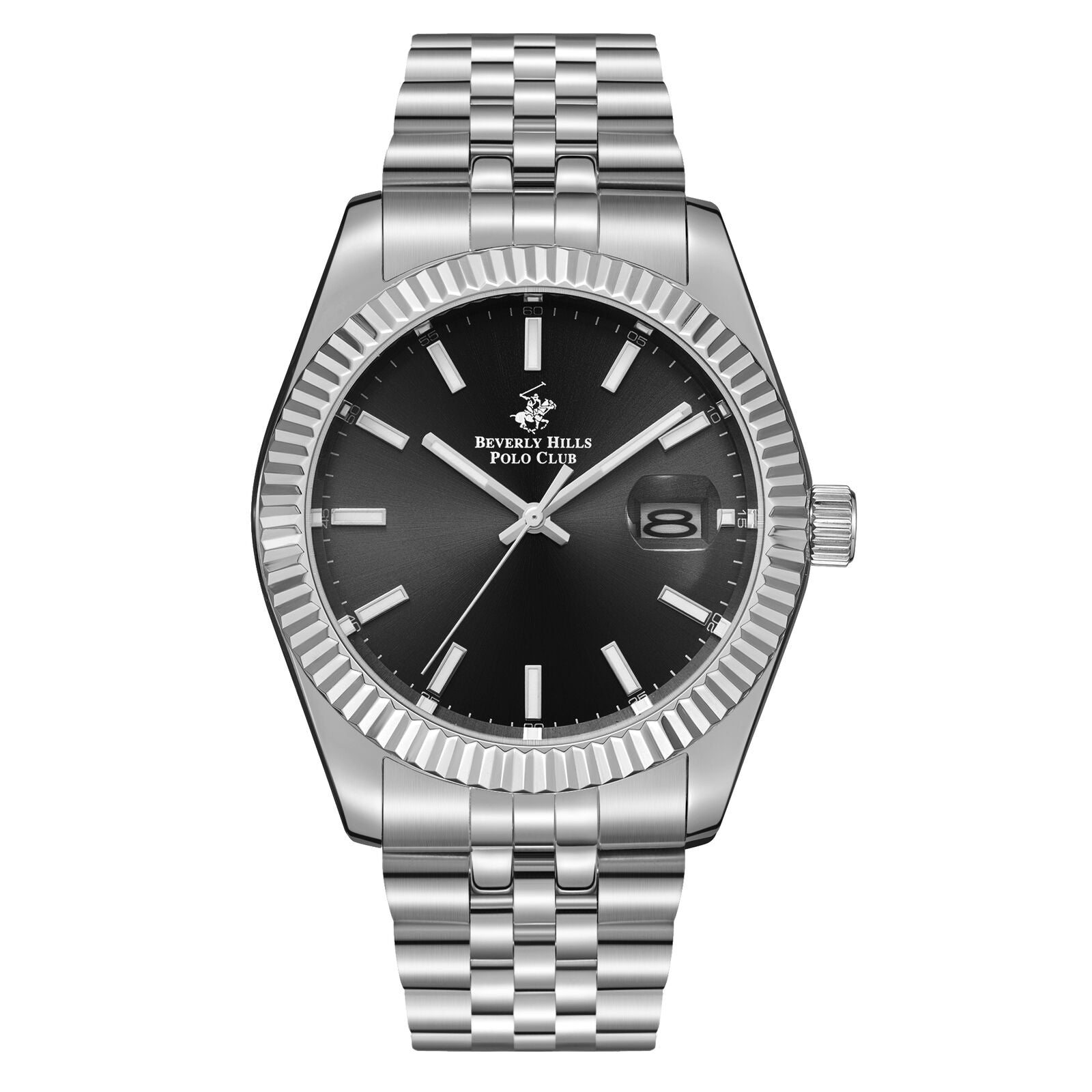 Beverly Hills Polo Club Classy Black Dial Silver Date Watch - BP3018X.350