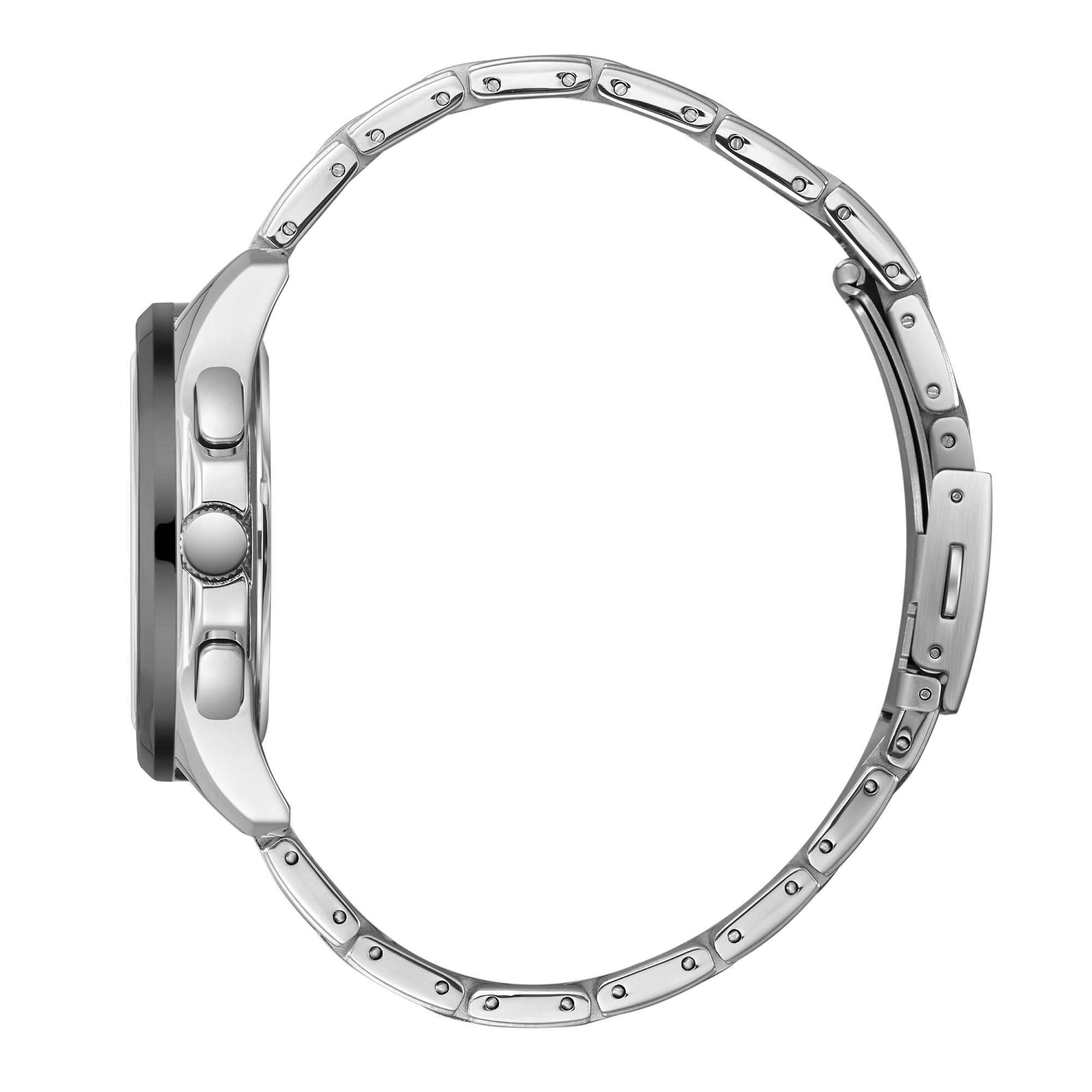 Beverly Hills Polo Club silver stainless steel link bracelet with deployment clasp