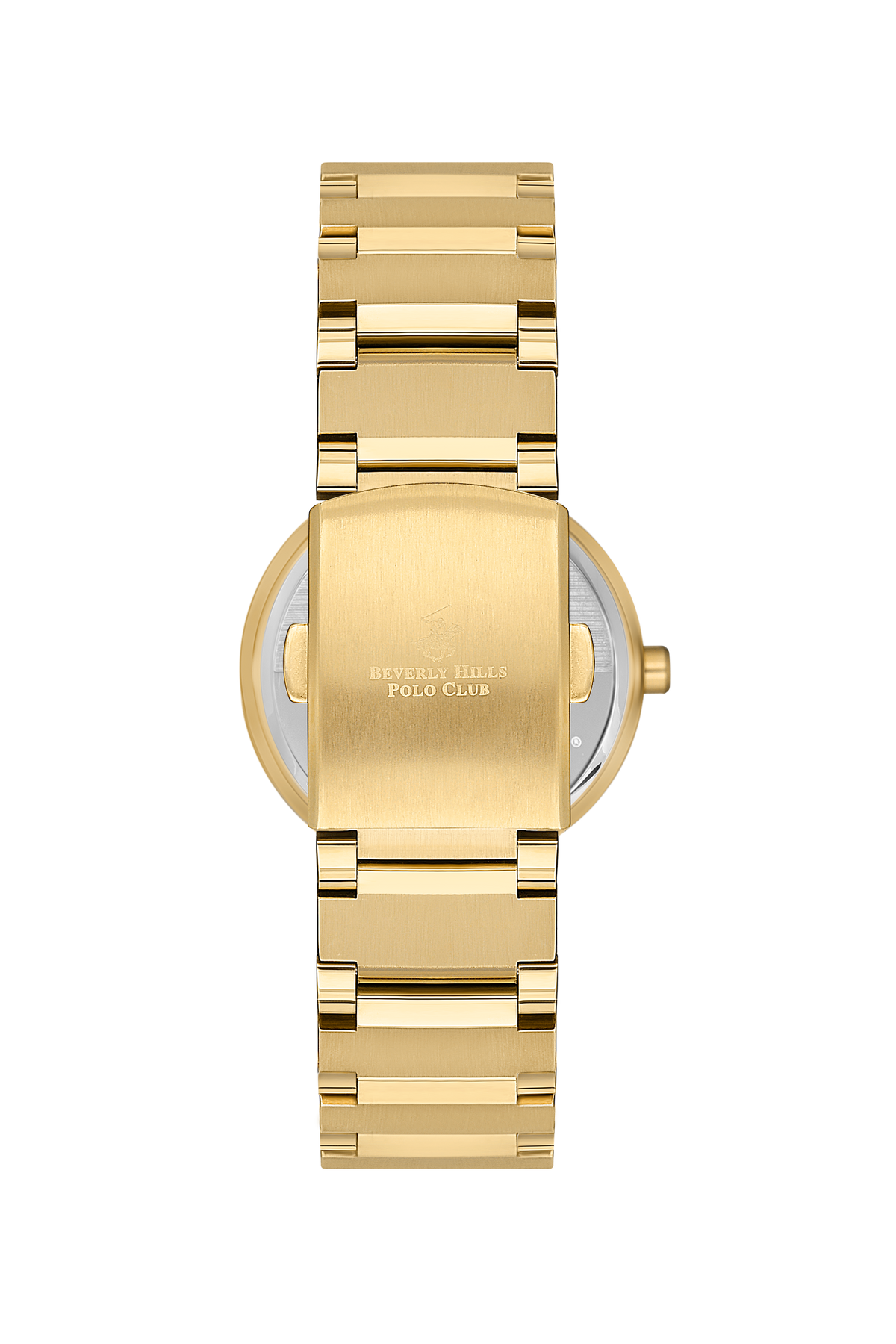 Gold caseback of Beverly Hills Polo Club watch