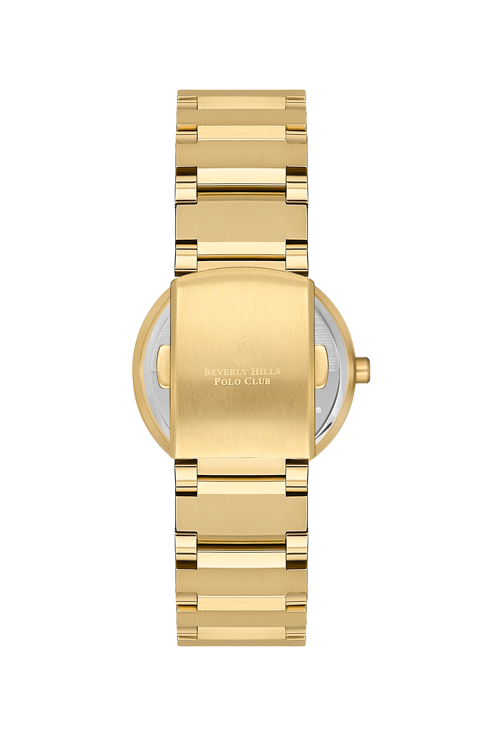 Gold caseback of Beverly Hills Polo Club watch