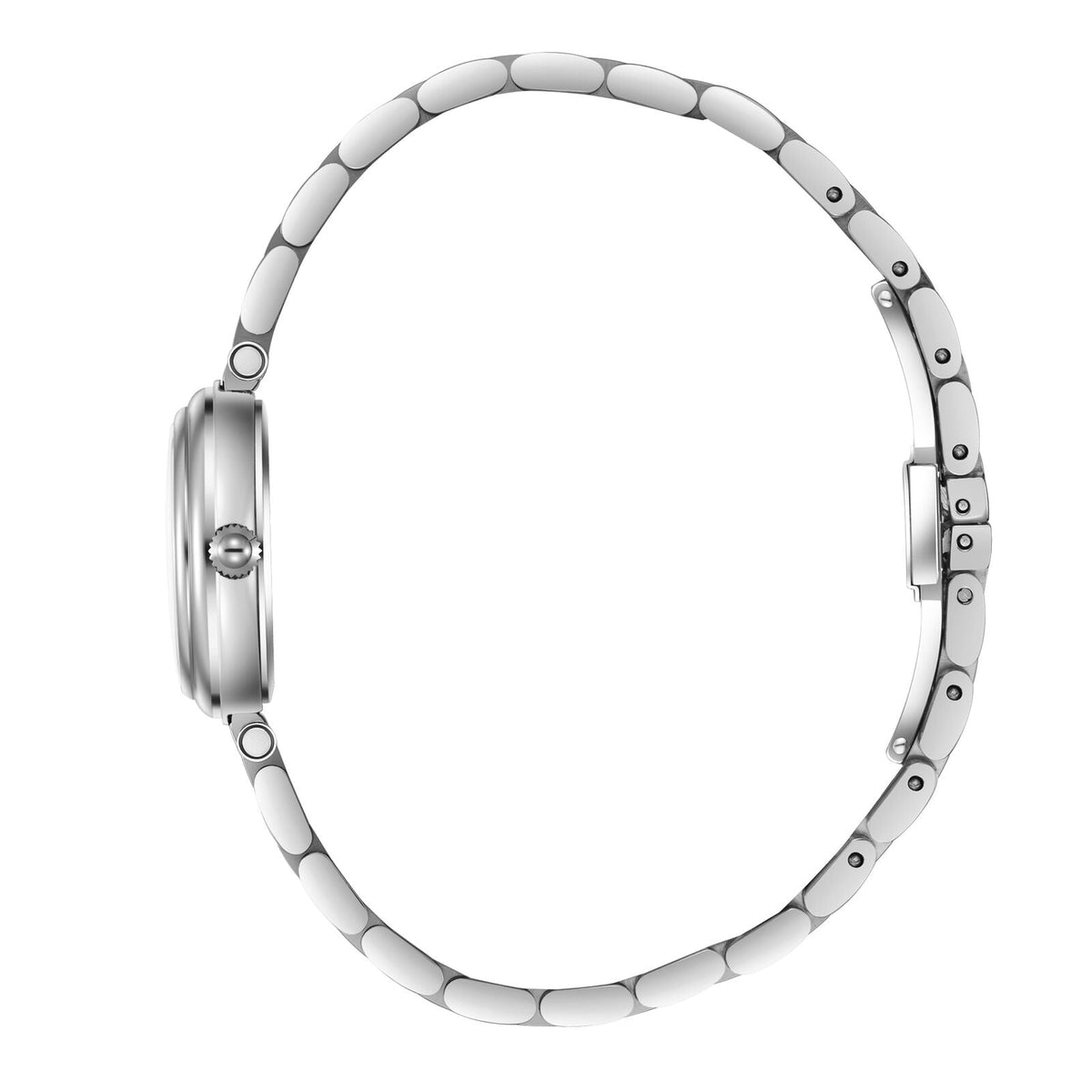 Side profile view of Beverly Hills Polo Club BP3838X.390 silver bracelet watch
