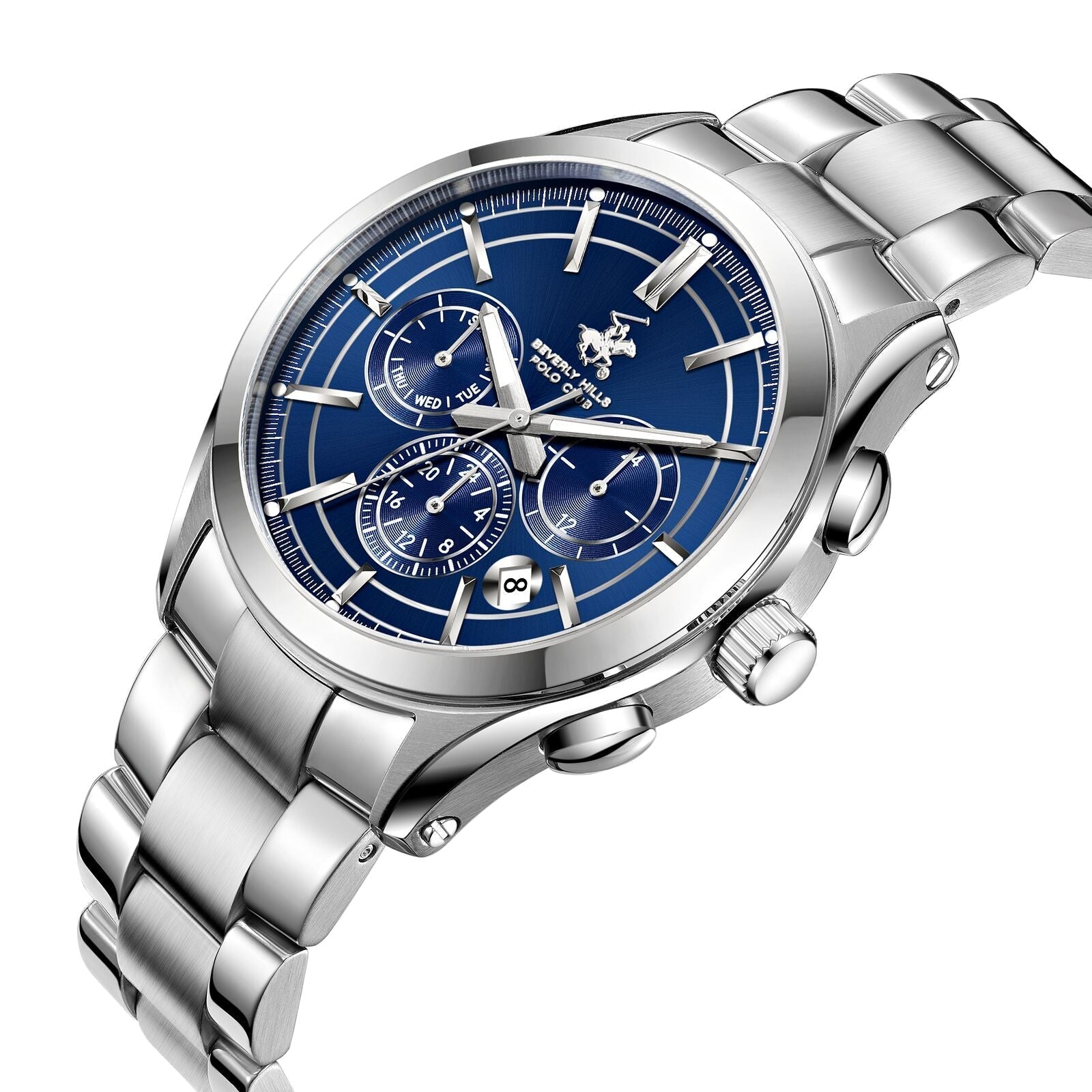 Beverly Hills Polo Club Multifunction Blue Dial Silver Watch - BP3812X.390