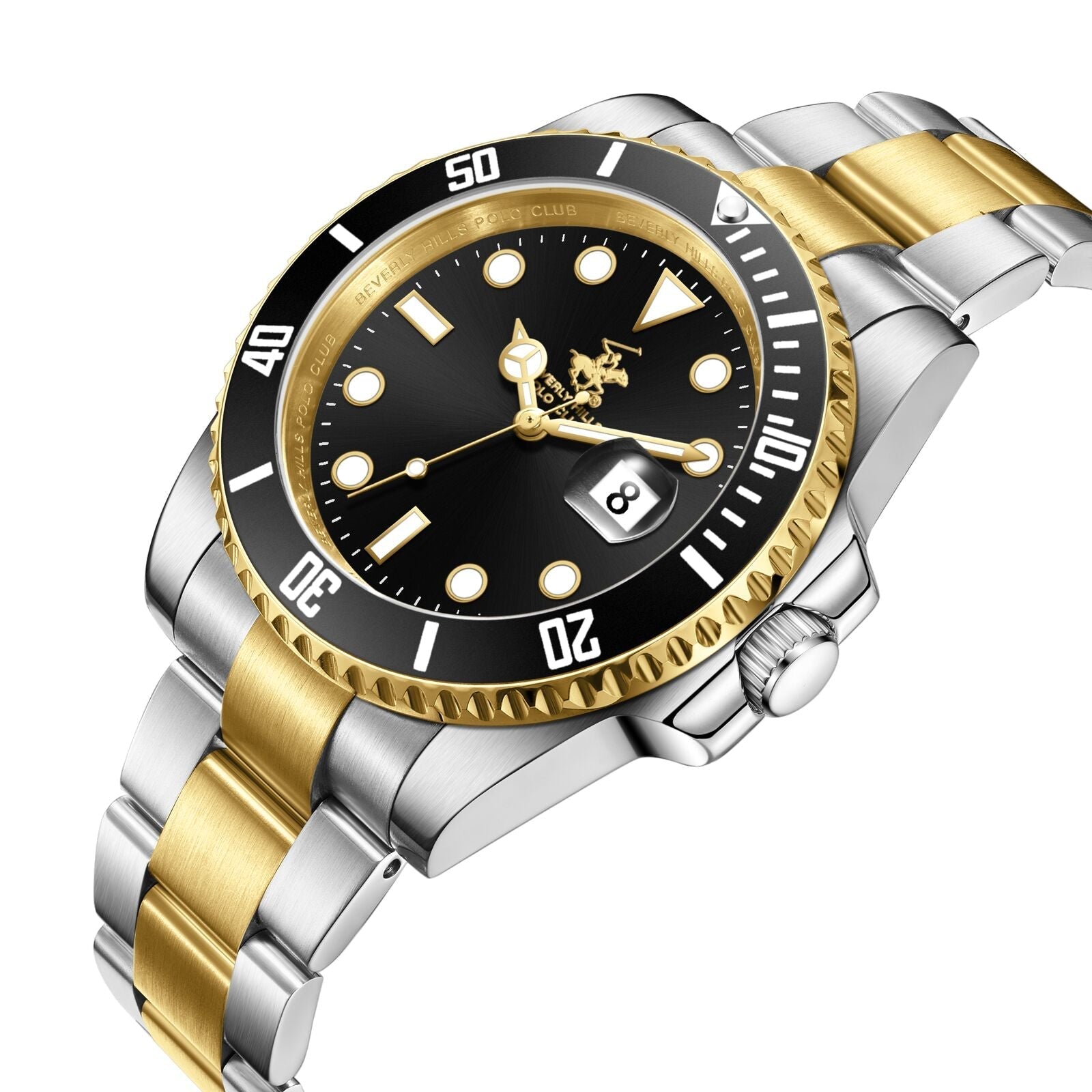 Beverly Hills Polo Club Waterproof Black Dial Two-Tone Date Watch BP3791X.250