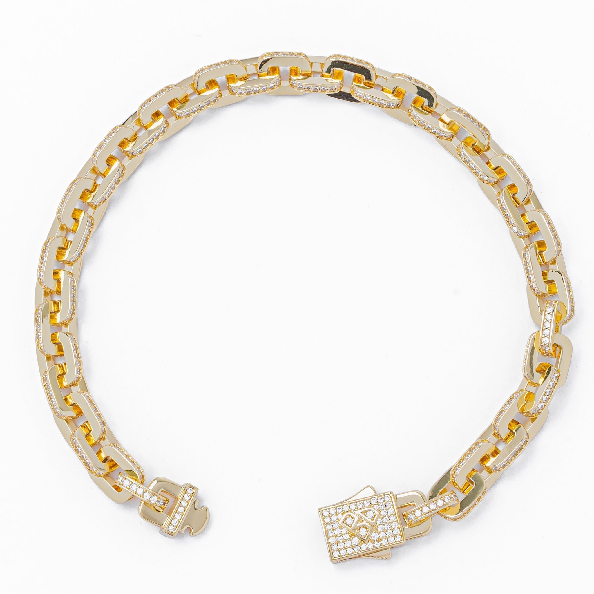 Big Daddy 10MM Anchor Mariner Bullet Diamond & Gold Link Iced Out Bracelet
