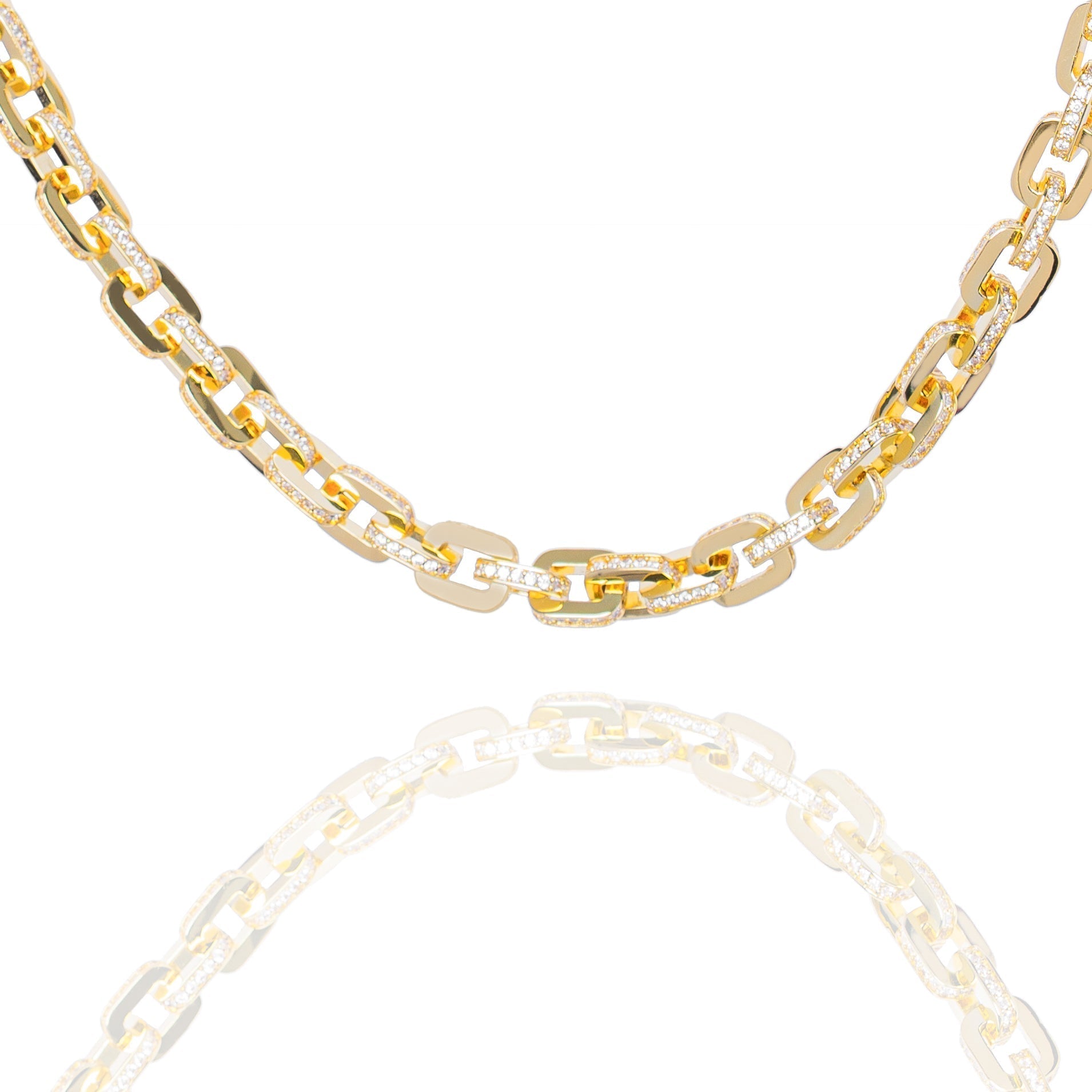 Big Daddy 10MM Anchor Mariner Bullet Diamond & Gold Link Chain - Chain