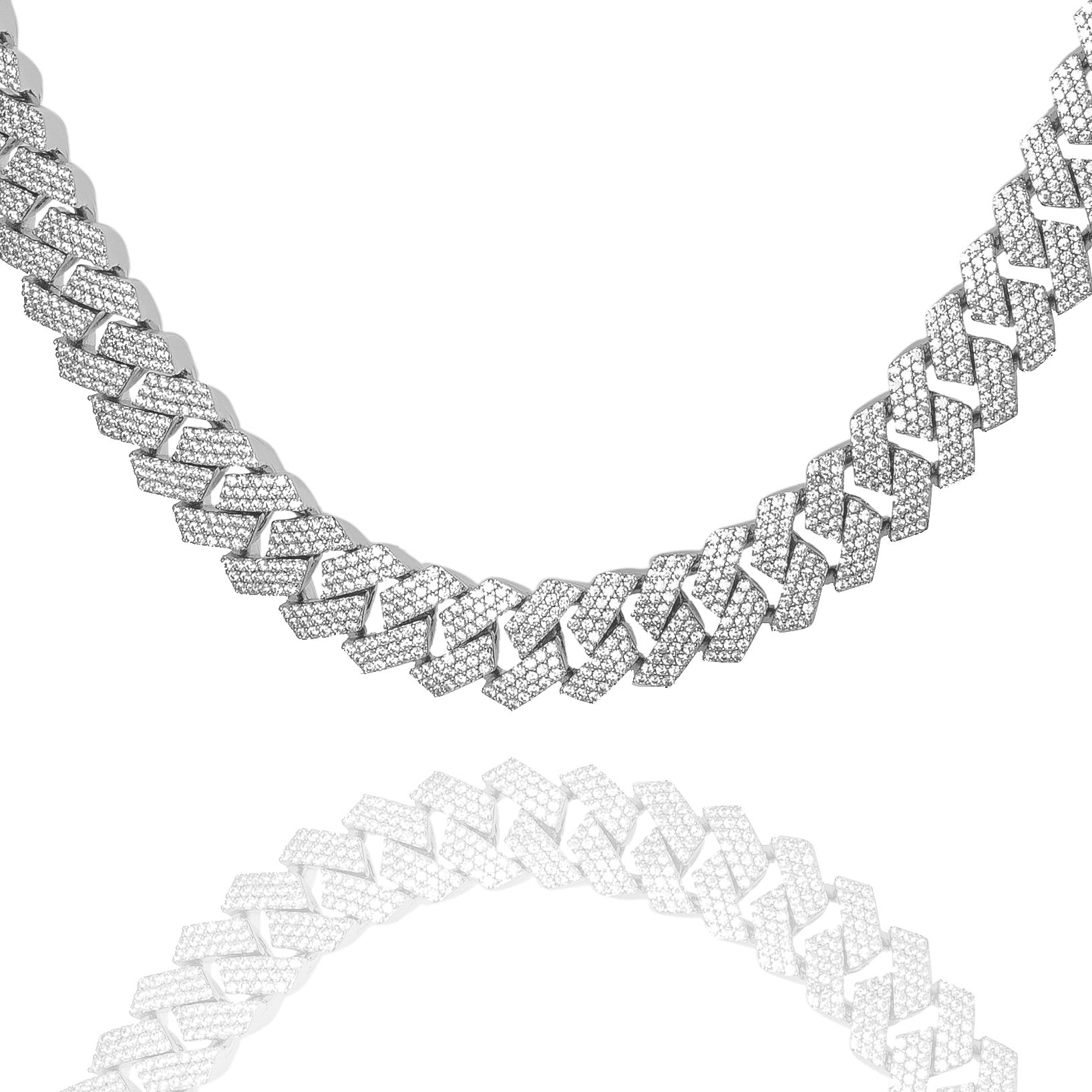 Big Daddy 10MM Cuban Diamond Prong Silver Iced Out Chain