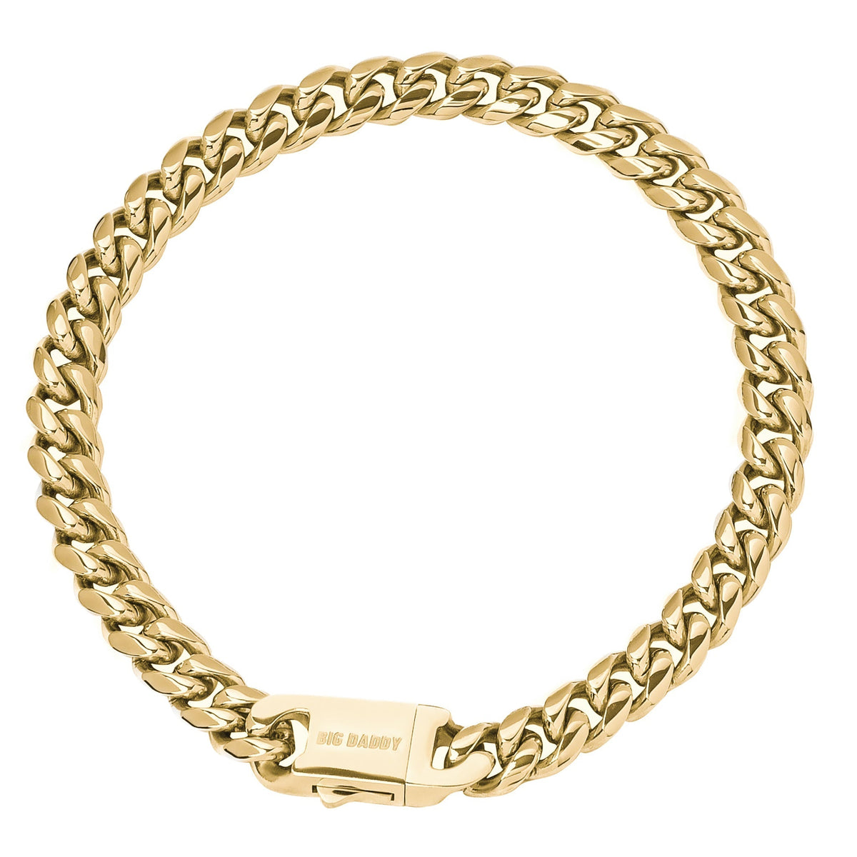 Big Daddy 10MM Cuban link bracelet in 18K gold with clasp detail