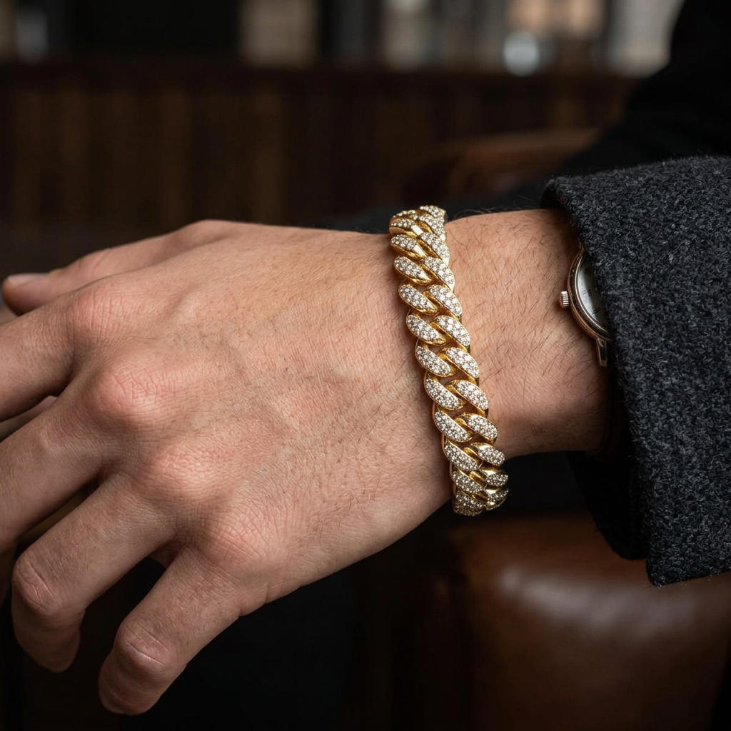 Big Daddy 10MM Iced Out Miami Cuban Link Gold Bracelet