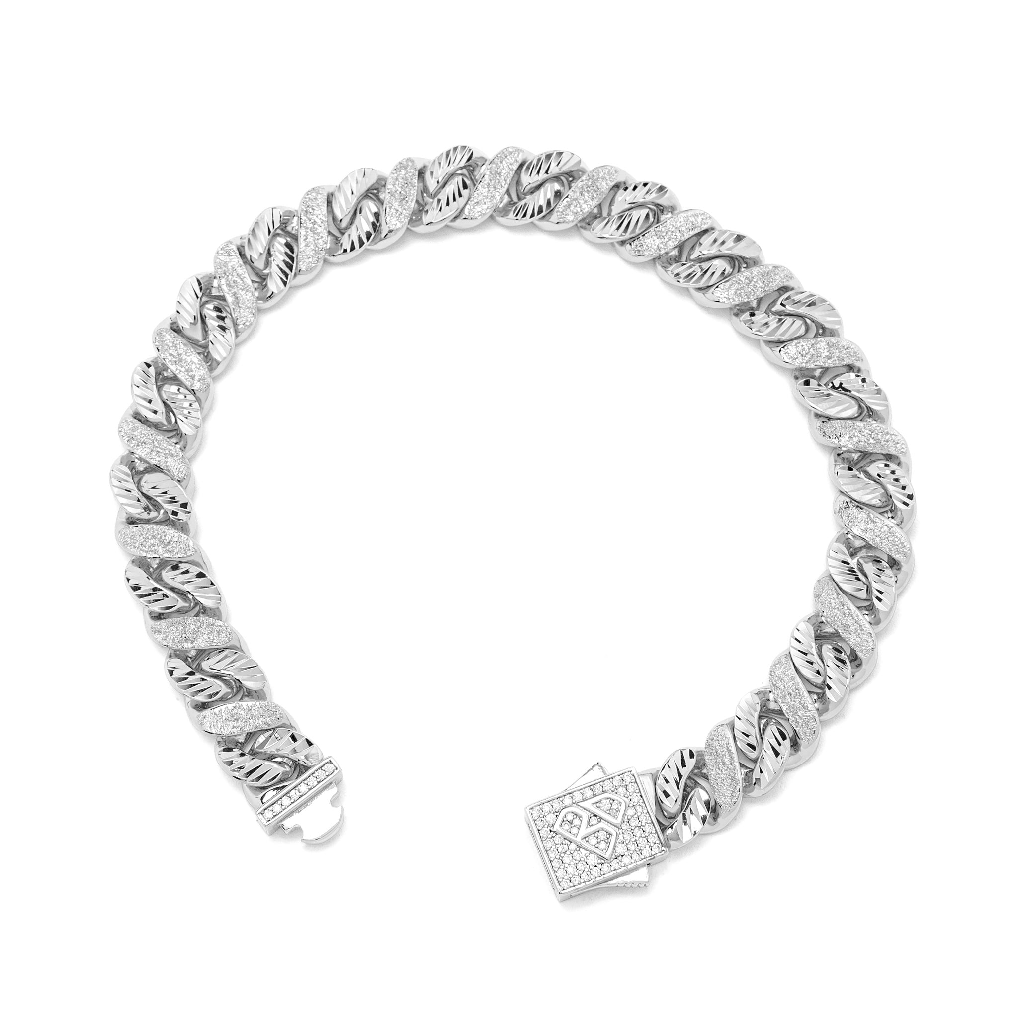 Big Daddy 10MM Sandblast Diamond & Steel Iced Out Bracelet