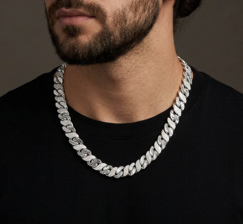 Big Daddy 10MM Sandblast Diamond & Steel Iced Out Chain