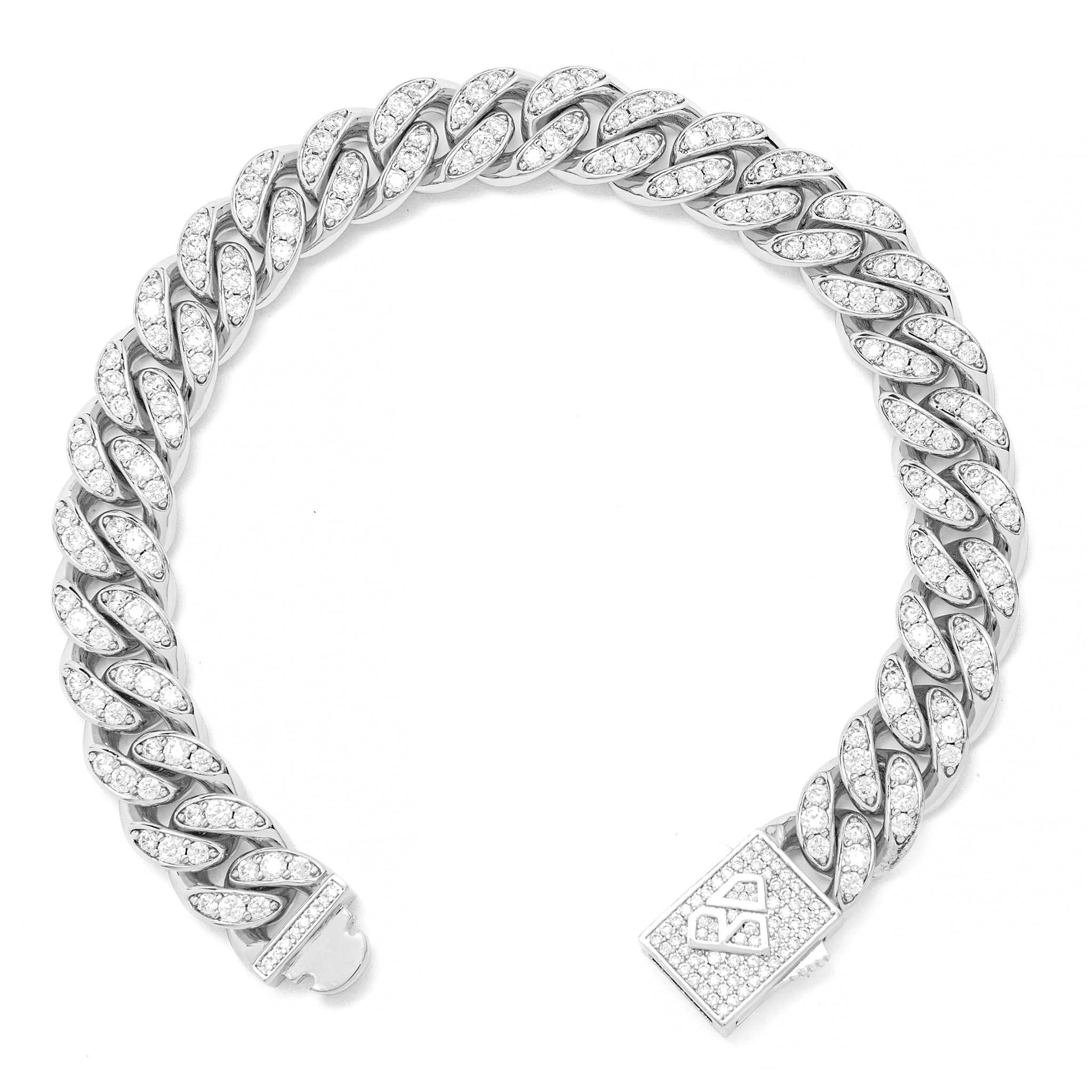 Big Daddy 12MM Bling Cuban Link Silver Bracelet - Bracelet