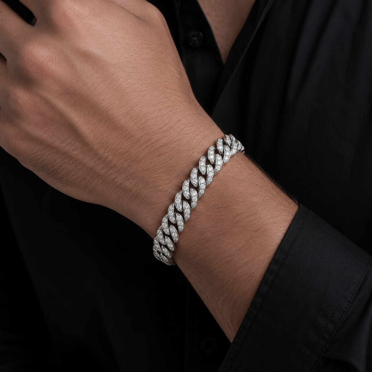 Big Daddy 12MM Bling Cuban Link Silver Iced Out Bracelet