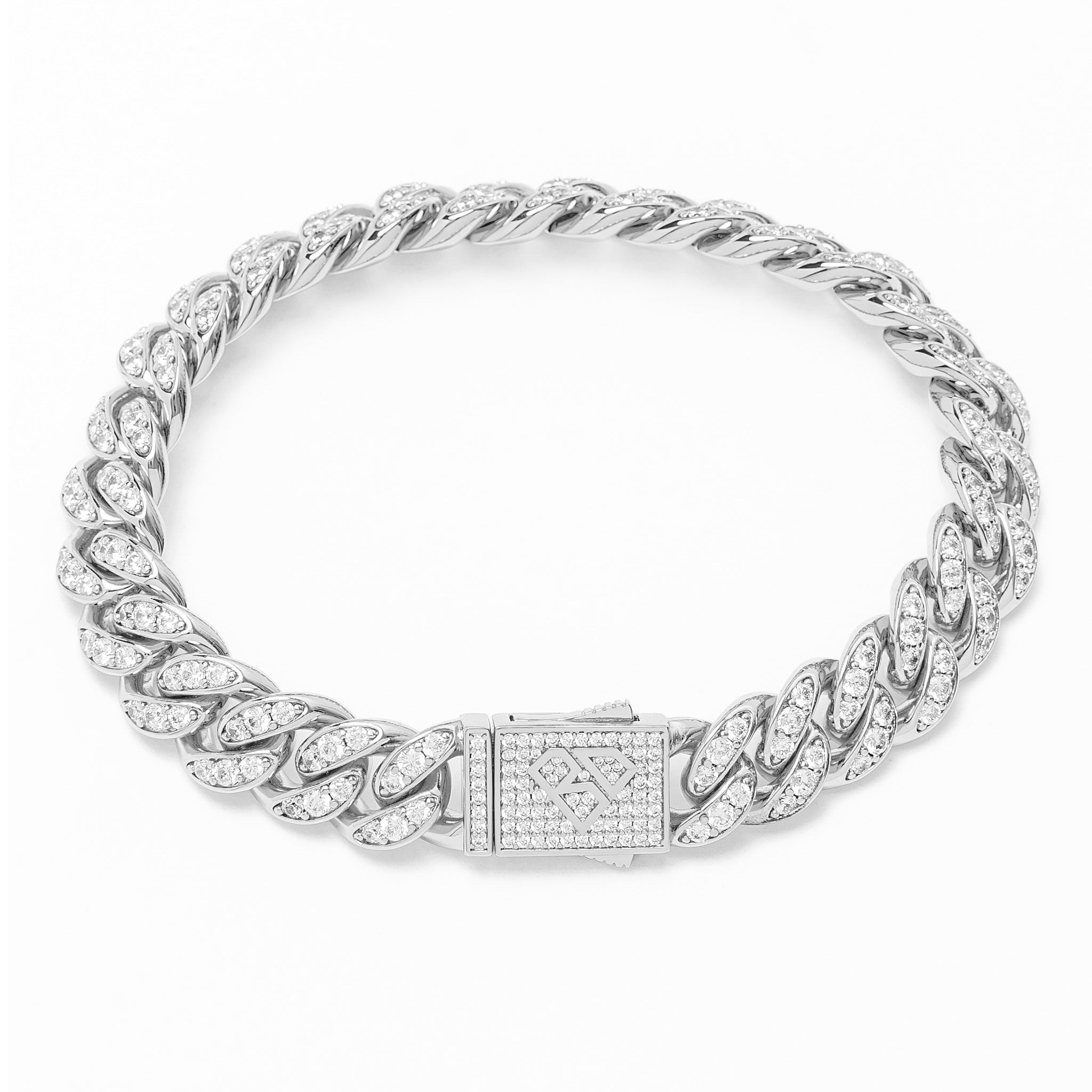 Big Daddy 12MM Bling Cuban Link Silver Iced Out Bracelet