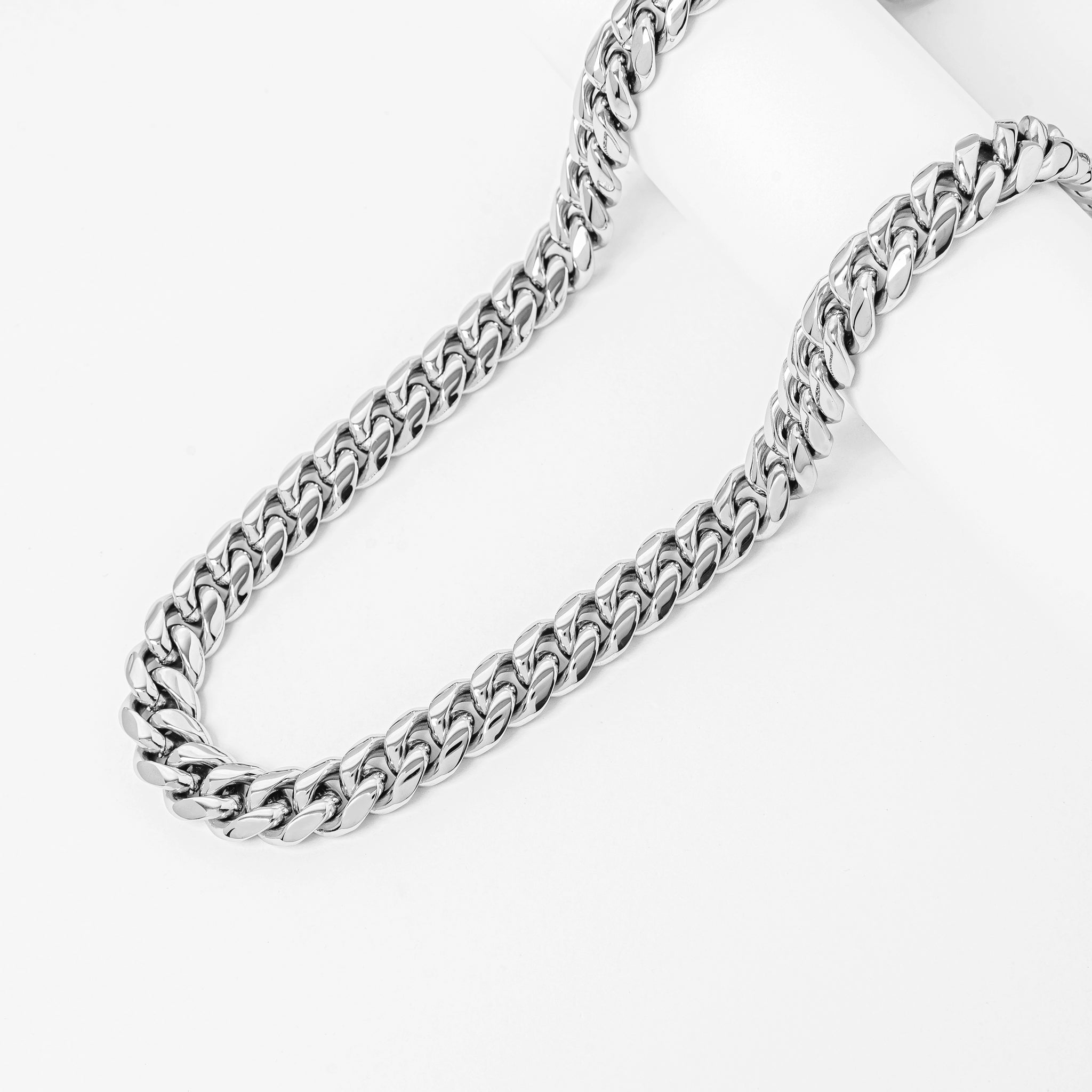 Full length view of Big Daddy 12MM Cuban link stainless steel chain