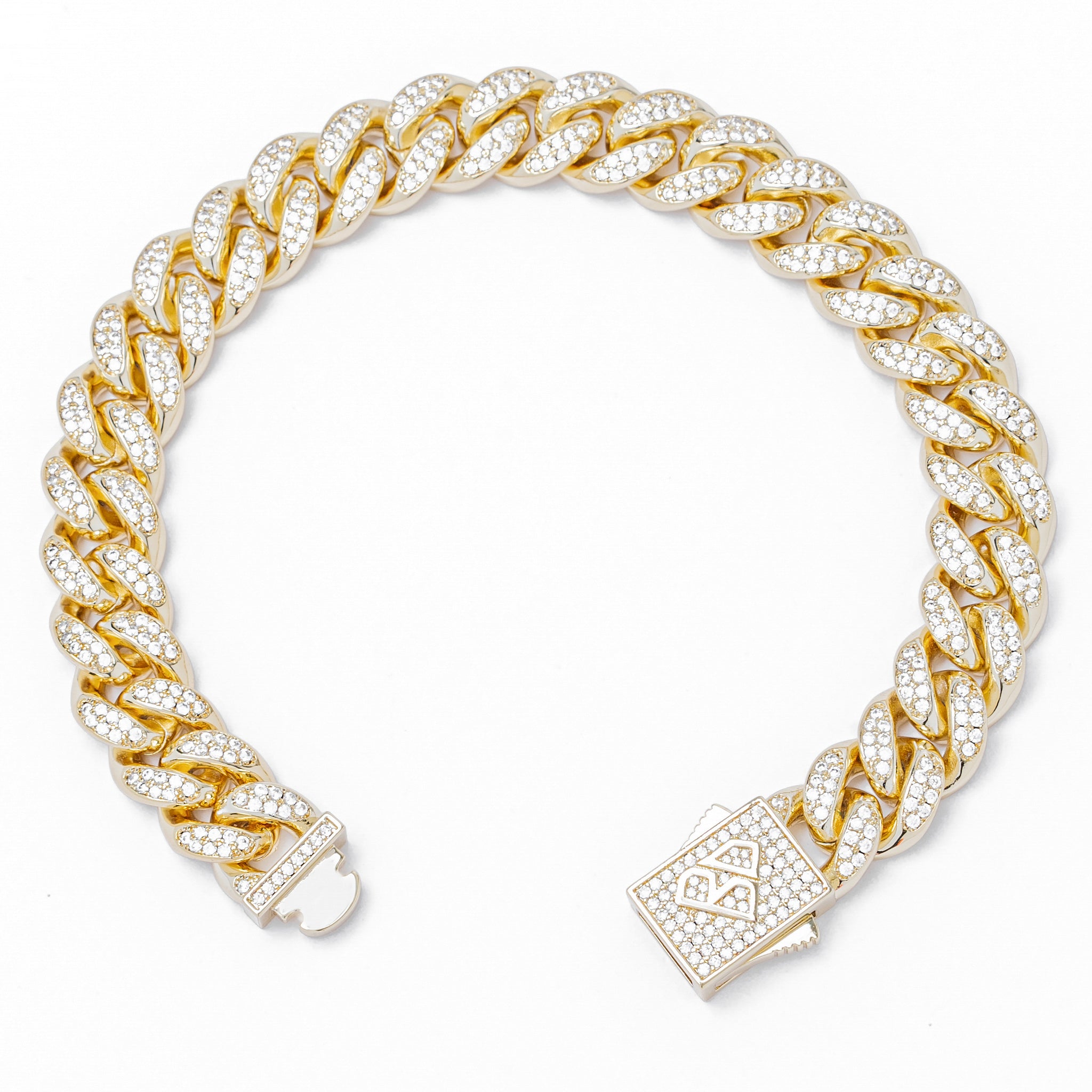 Big Daddy 12MM Gold Diamond Cuban Link Iced Out Bracelet