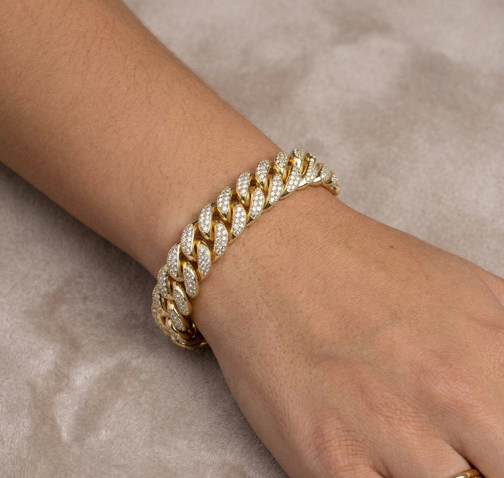 Big Daddy 12MM Gold Diamond Cuban Link Iced Out Bracelet