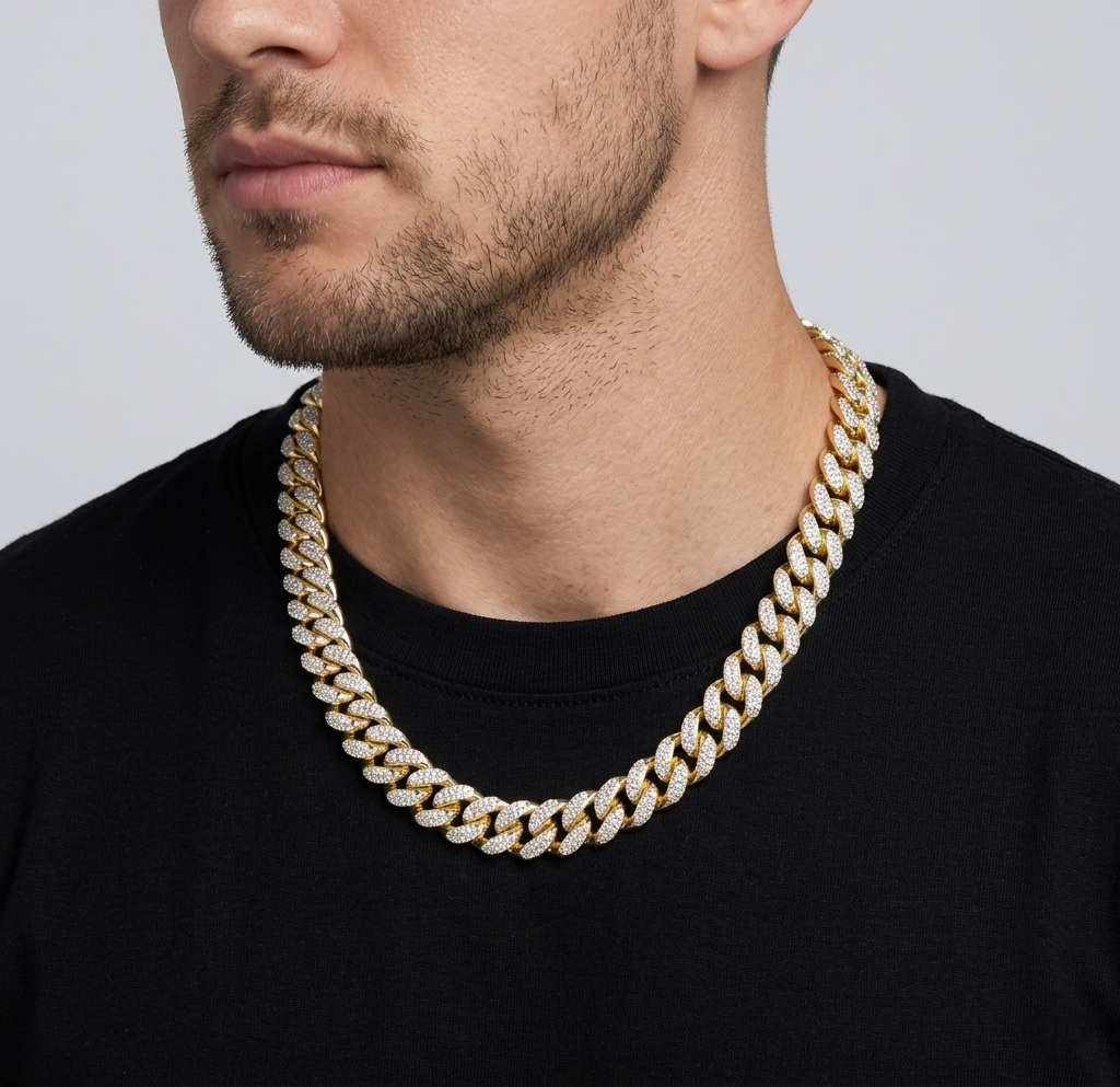 Big Daddy 12MM Gold Diamond Cuban Link Iced Out Chain