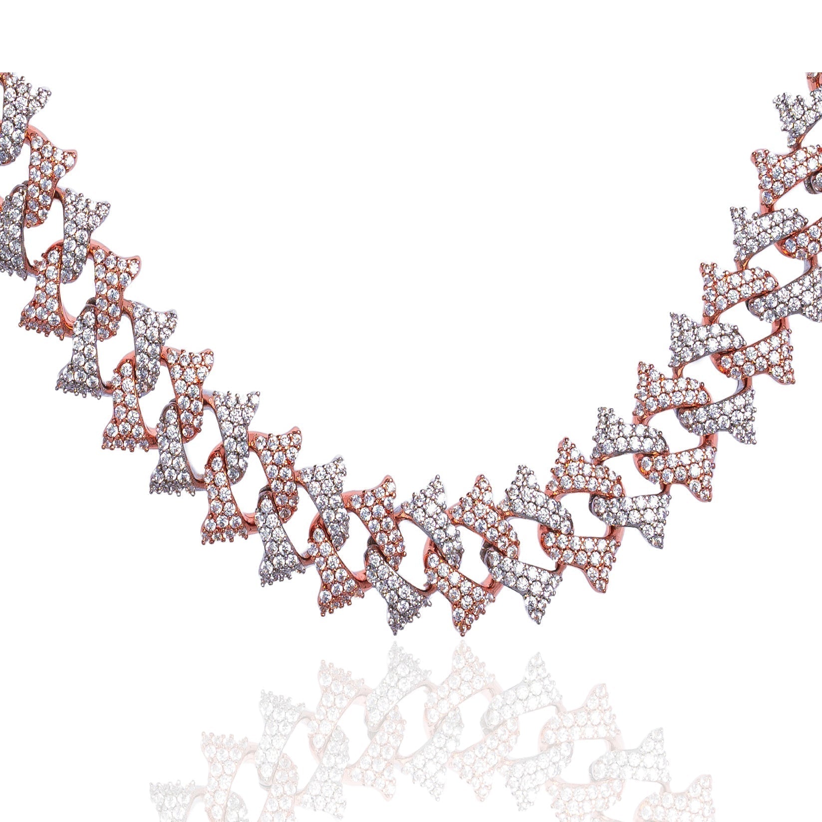 Big Daddy 18MM Solid Two-Tone Spiked Iced Out Diamond Chain