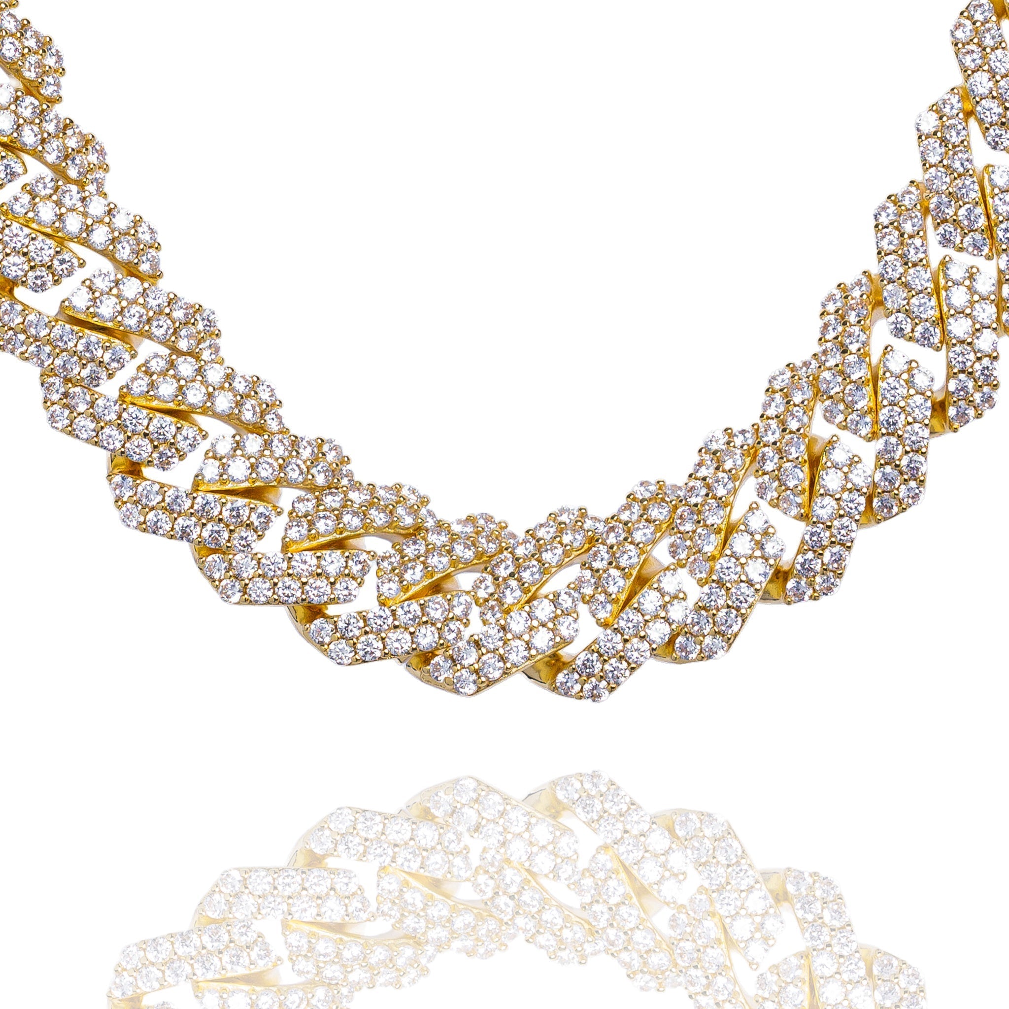 Big Daddy 19MM Straight Edge Cuban Diamond Gold Iced Out Chain