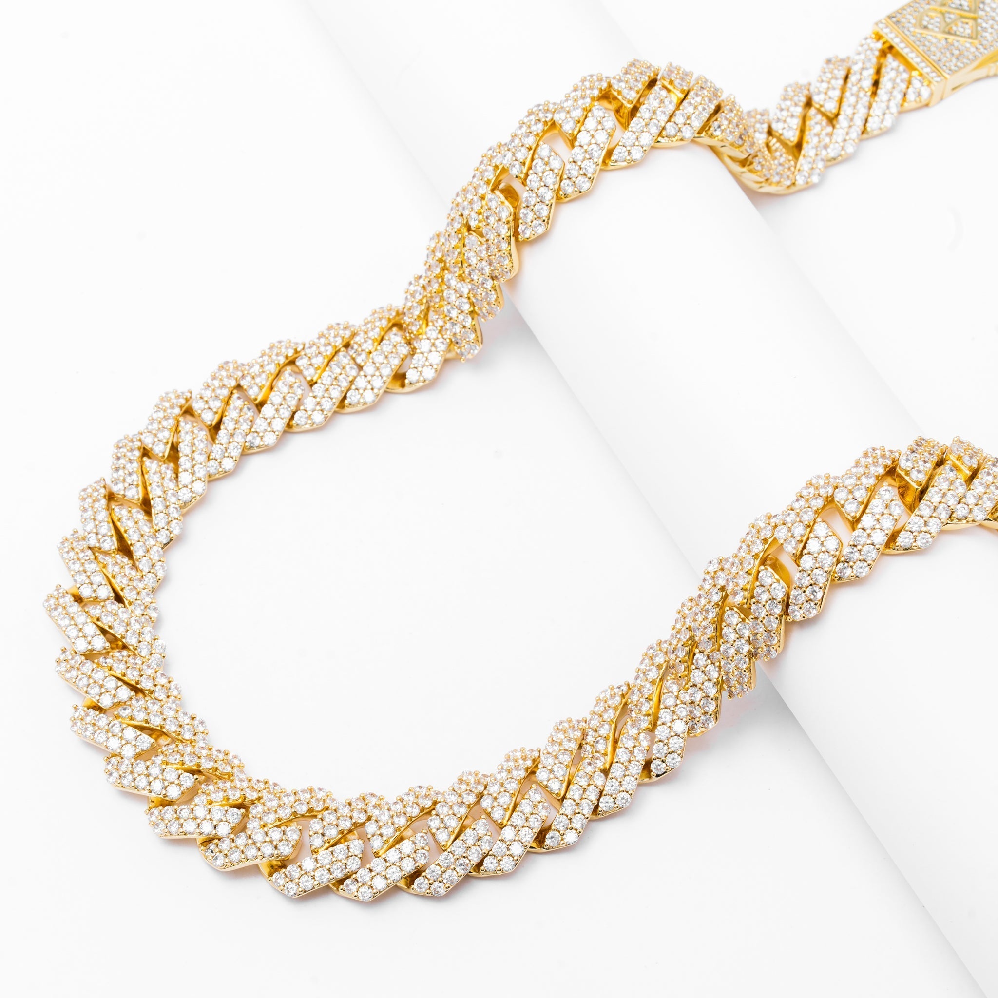 Big Daddy 19MM Straight Edge Cuban Diamond Gold Iced Out Chain