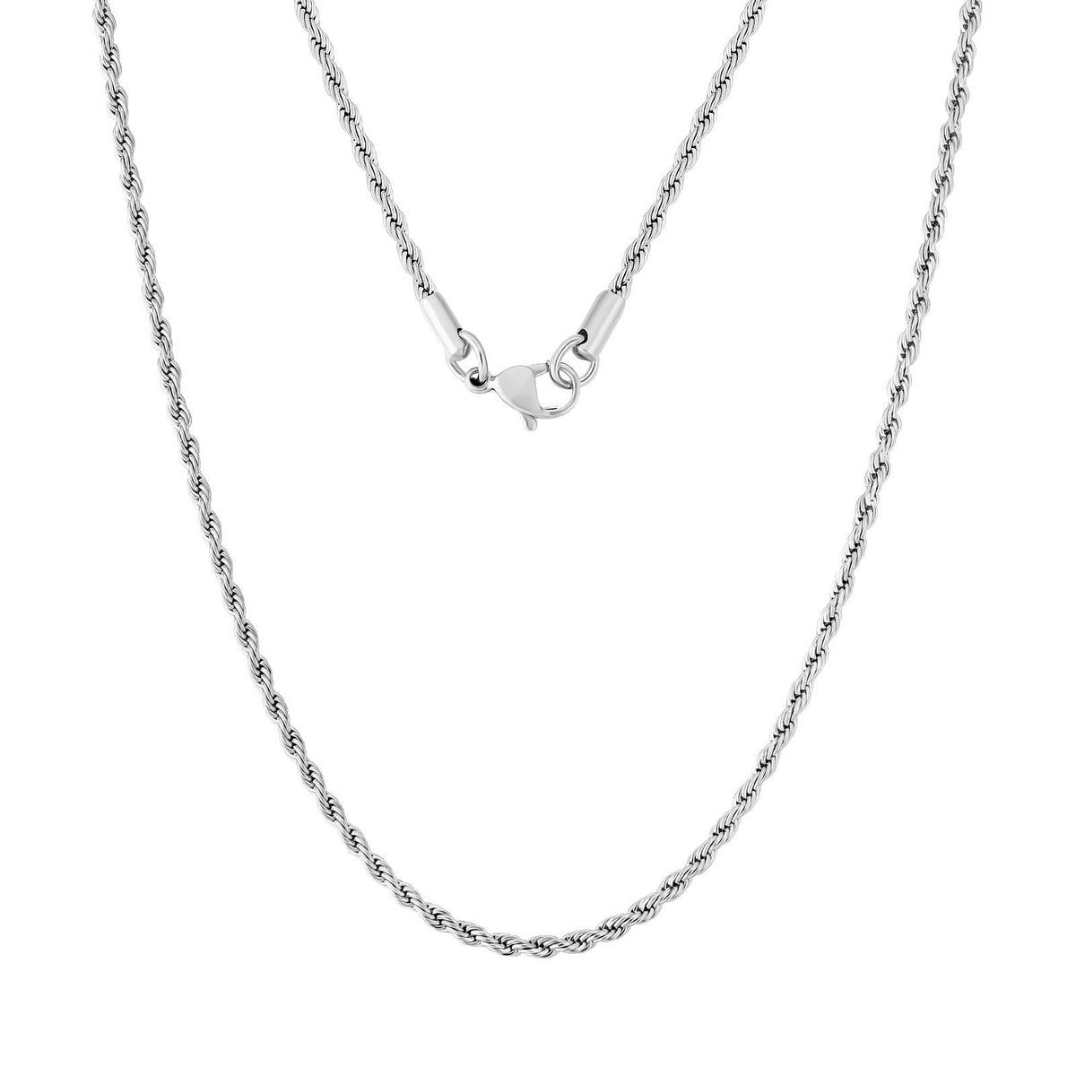 2.5mm rope chain with secure clasp closure displayed on white background