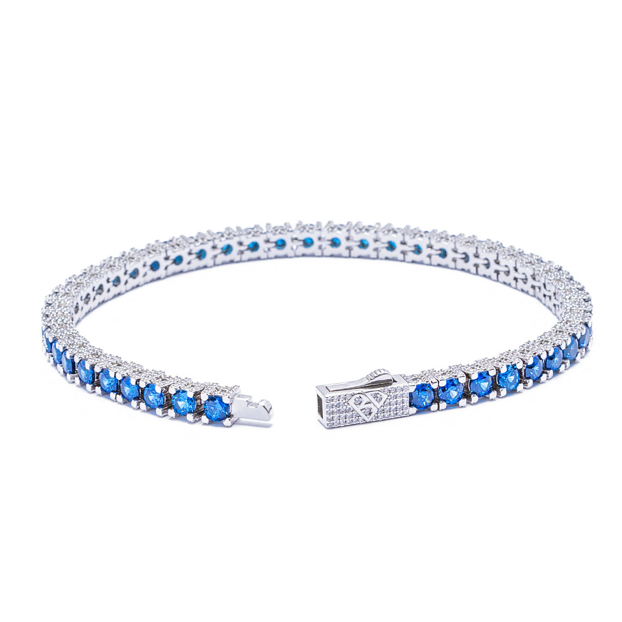 Big Daddy 4MM Silver Blue Tennis Bracelet - Bracelet