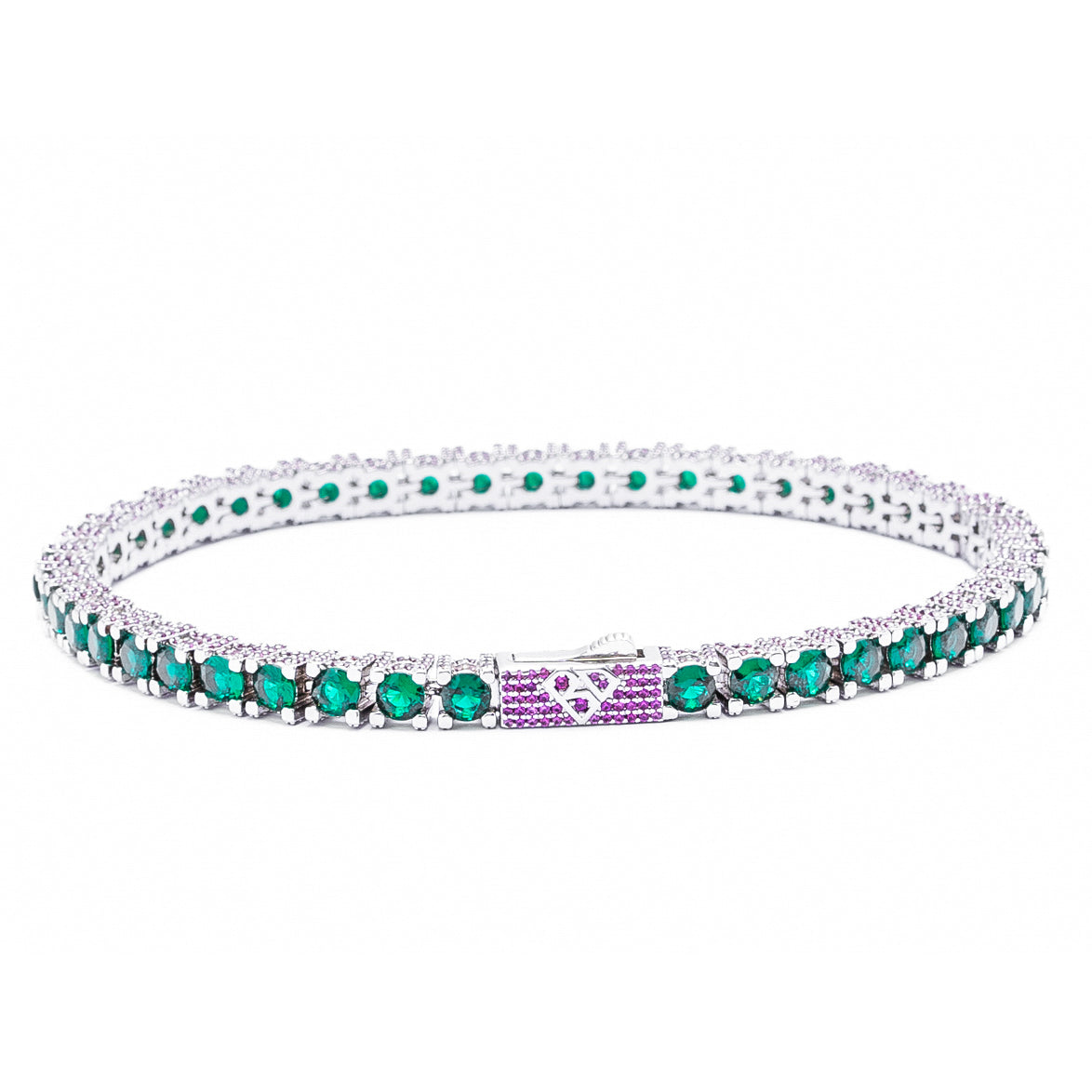 Big Daddy 4MM Silver Green Tennis Iced Out Bracelet