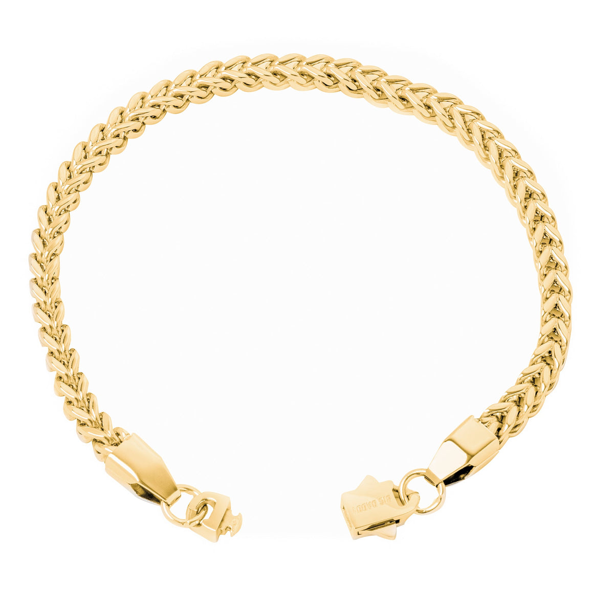 Big Daddy 5MM gold Cuban bracelet shown at angle with box clasp detail