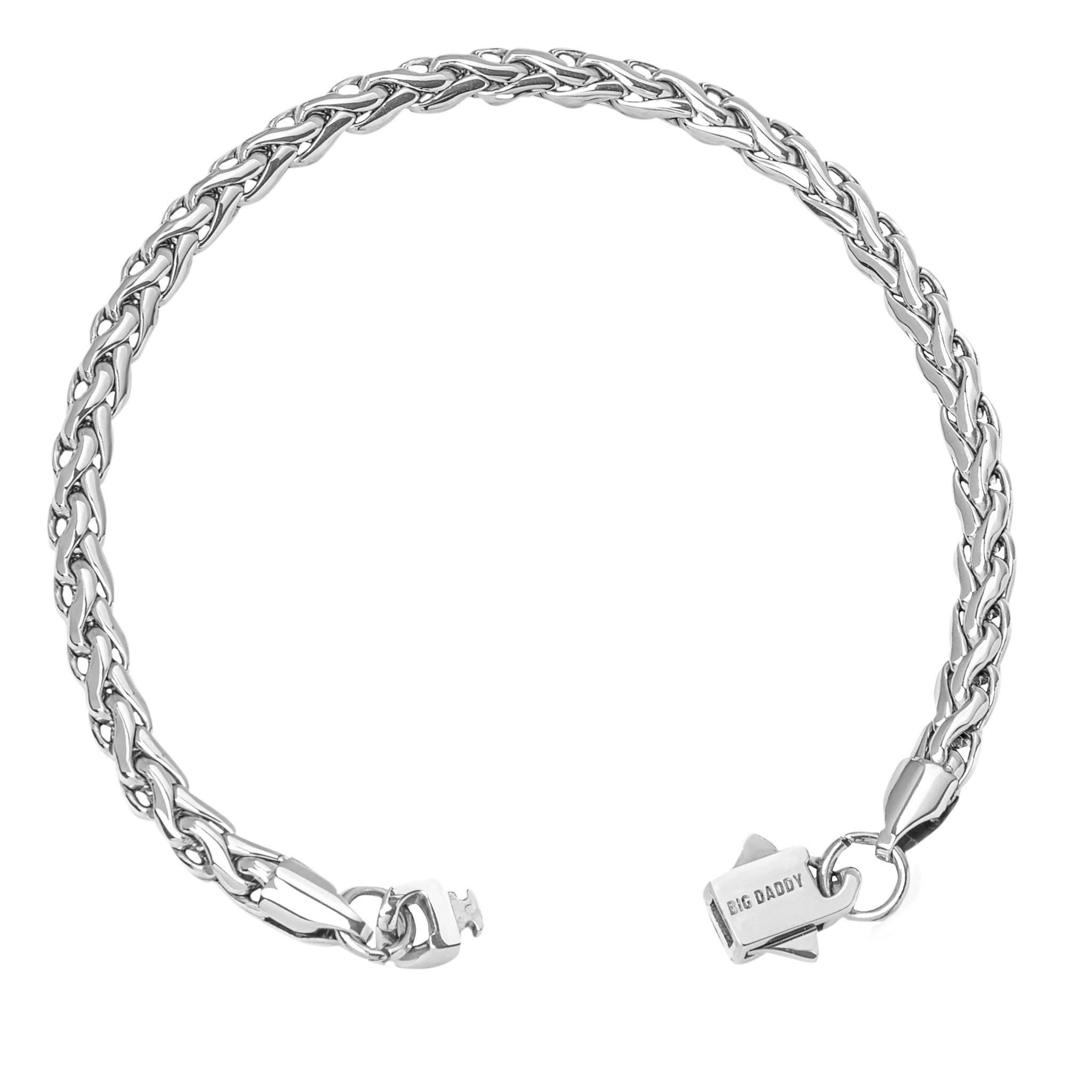 Big Daddy 5MM Silver Steel Spiga Rope Bracelet - Bracelet