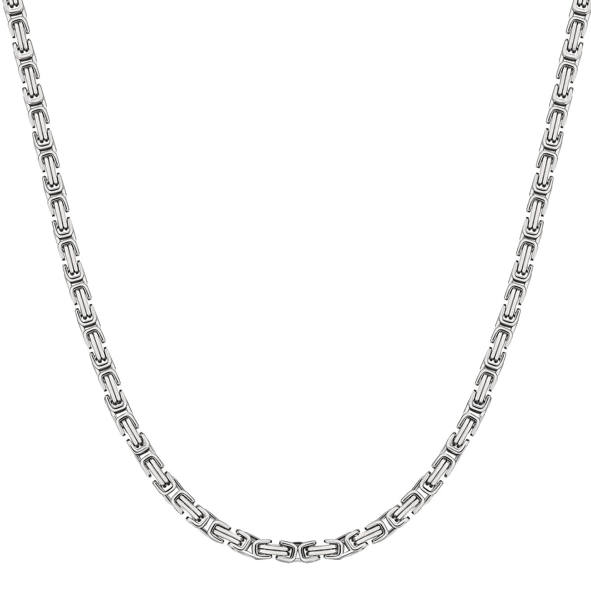 Single Big Daddy 5mm Byzantine silver chain with lobster clasp on white background