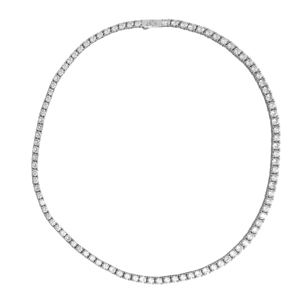 Circular view of diamond tennis chain showing complete length and stone arrangement