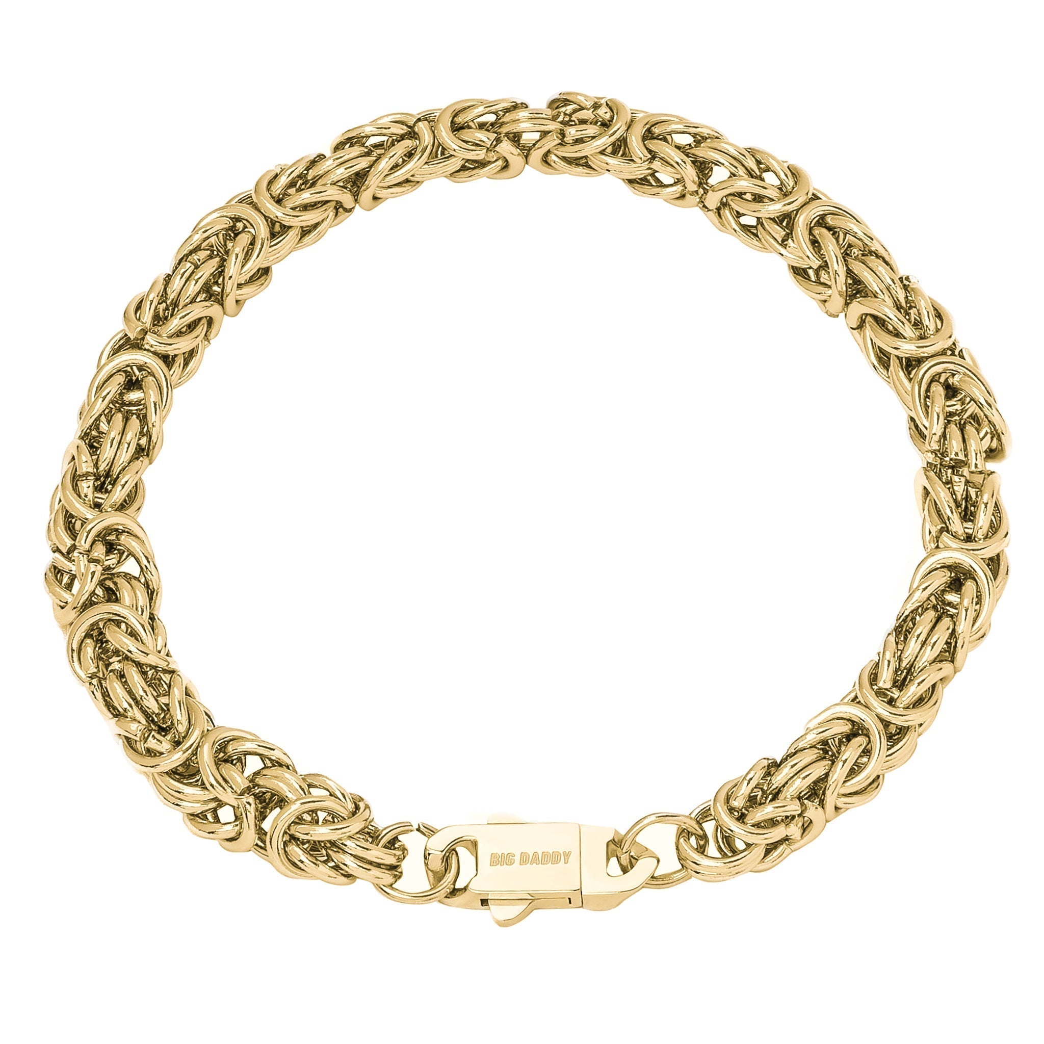 Big Daddy 8MM Byzantine Link Gold Bracelet - Bracelet