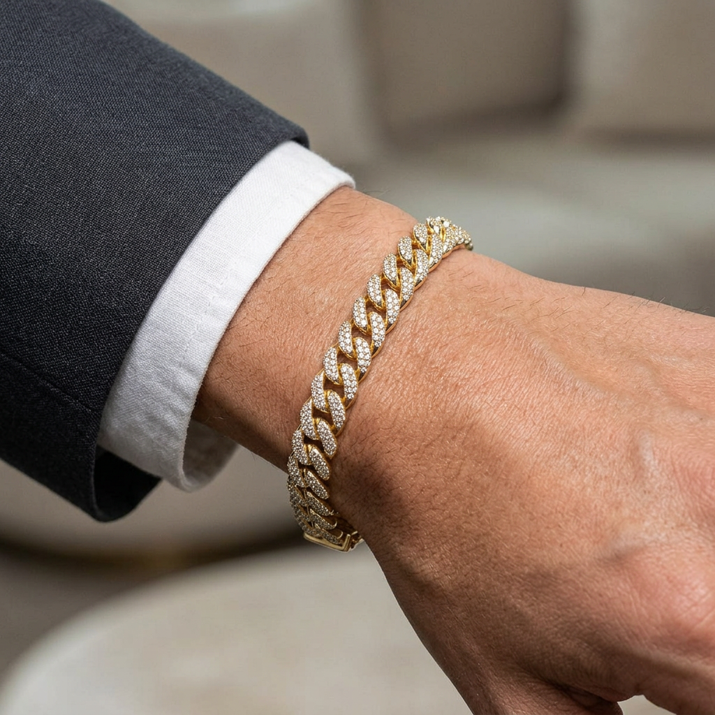 Big Daddy 8MM Cuban Link Gold Iced Out Bracelet