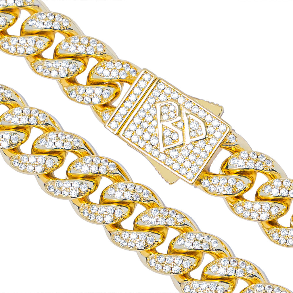 Big Daddy 8MM Cuban Link Gold Iced Out Chain - Chain