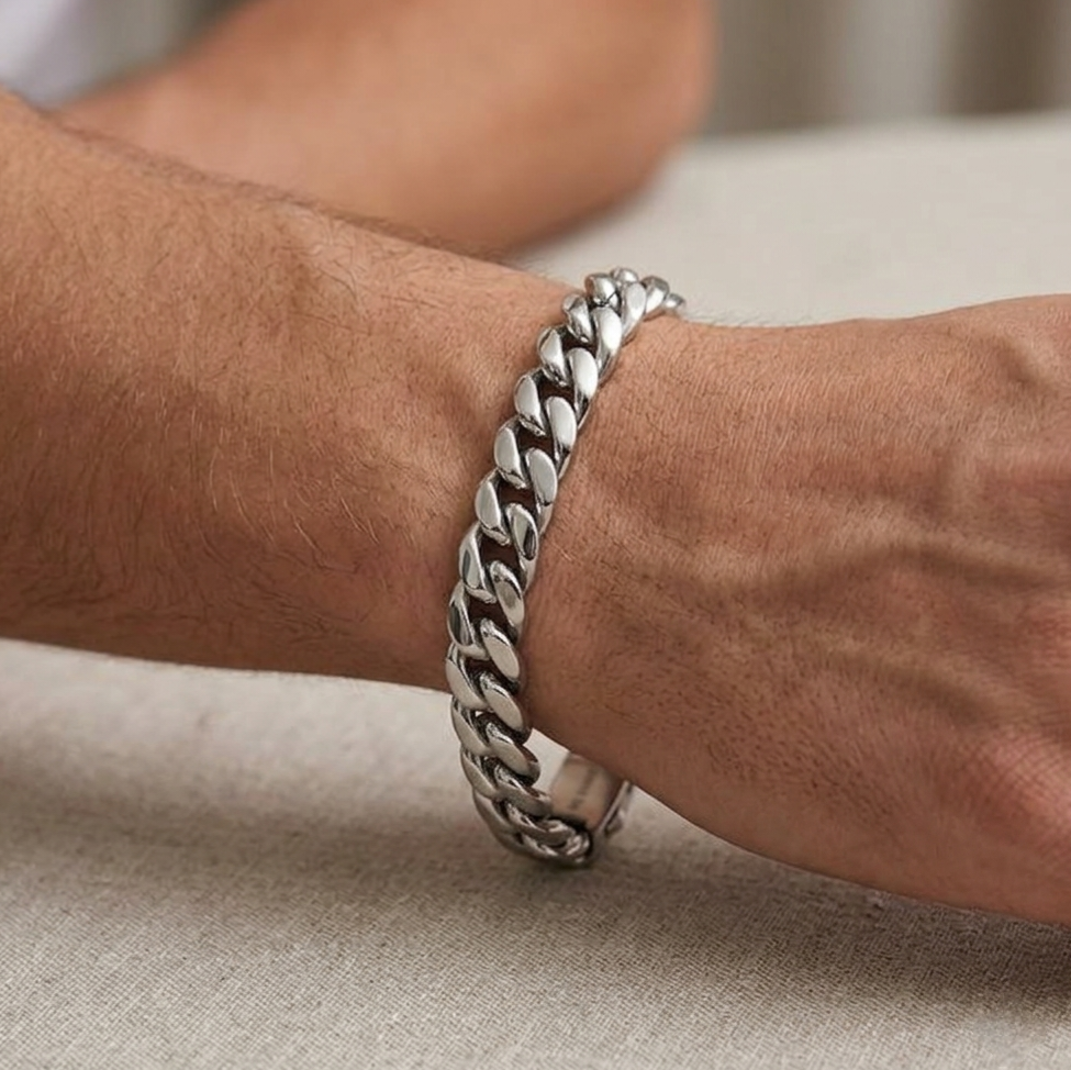 Big Daddy 8MM Cuban Link Silver Bracelet