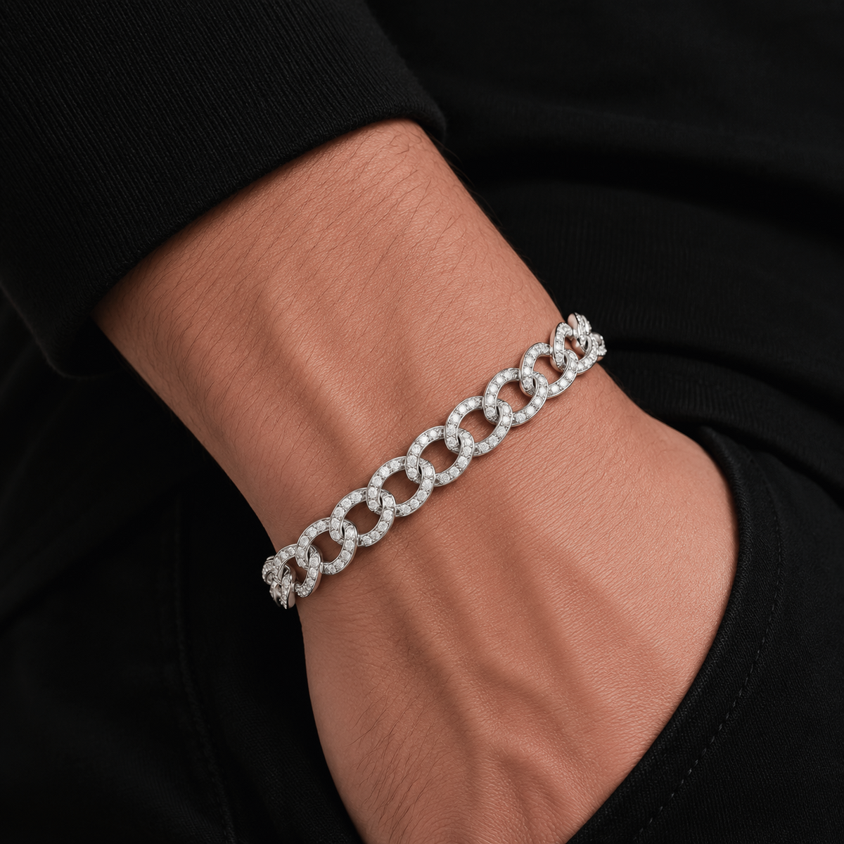 Big Daddy 8MM Iced Curb Cuban Silver Bracelet