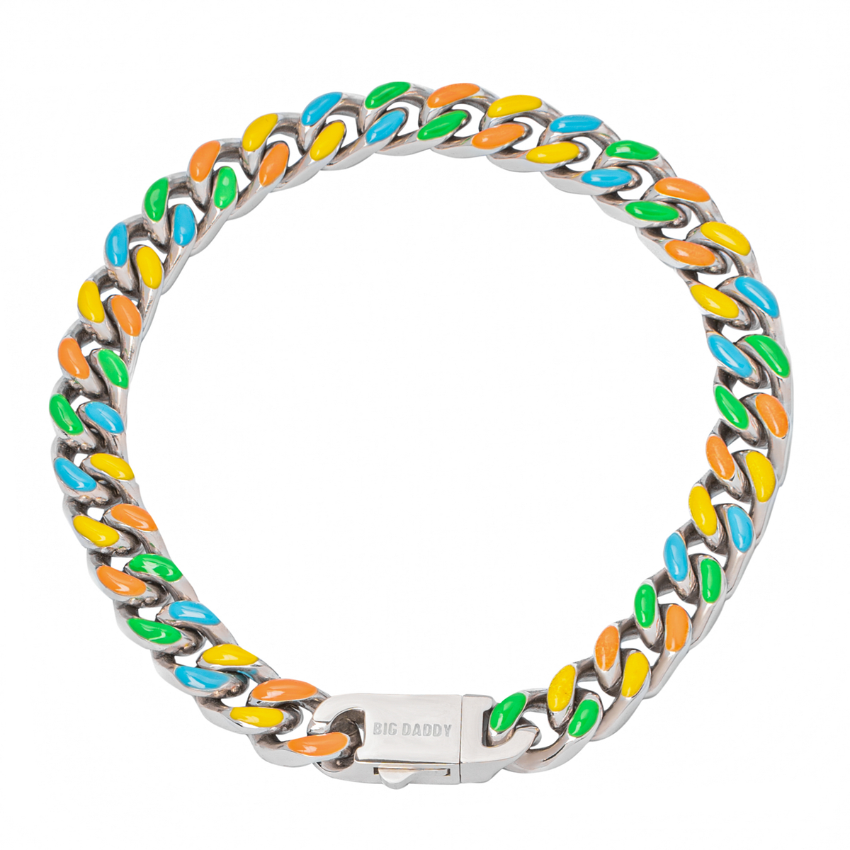 Big Daddy 8MM multi-colour enamel steel Cuban bracelet with vibrant coloured links