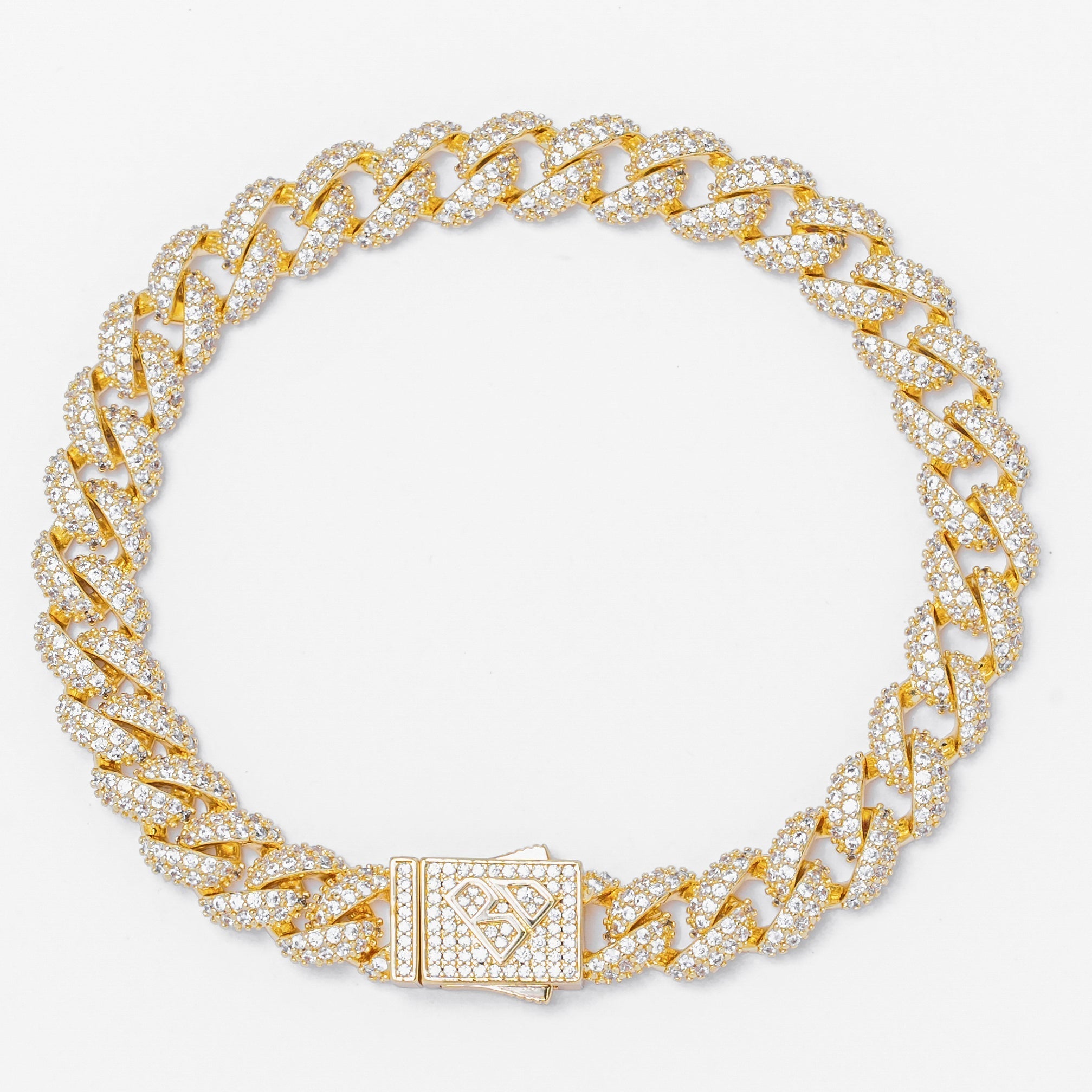 Big Daddy 9MM Diamond Curb Gold Bracelet - Bracelet