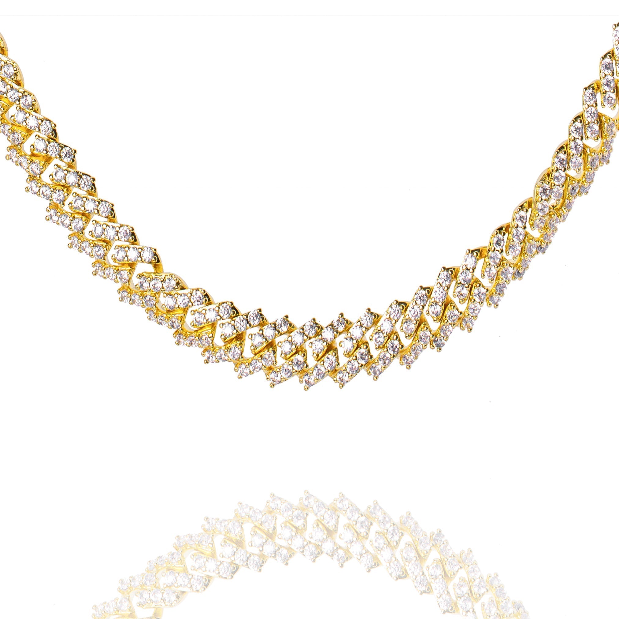 Big Daddy 9MM Diamond Prong Gold Cuban Link Iced Out Chain
