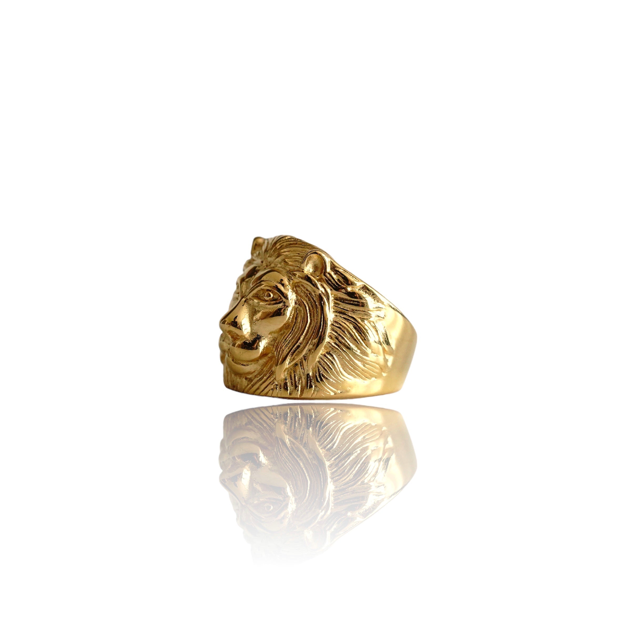 Big Daddy Regal Lionโs Head Gold Ring - Ring
