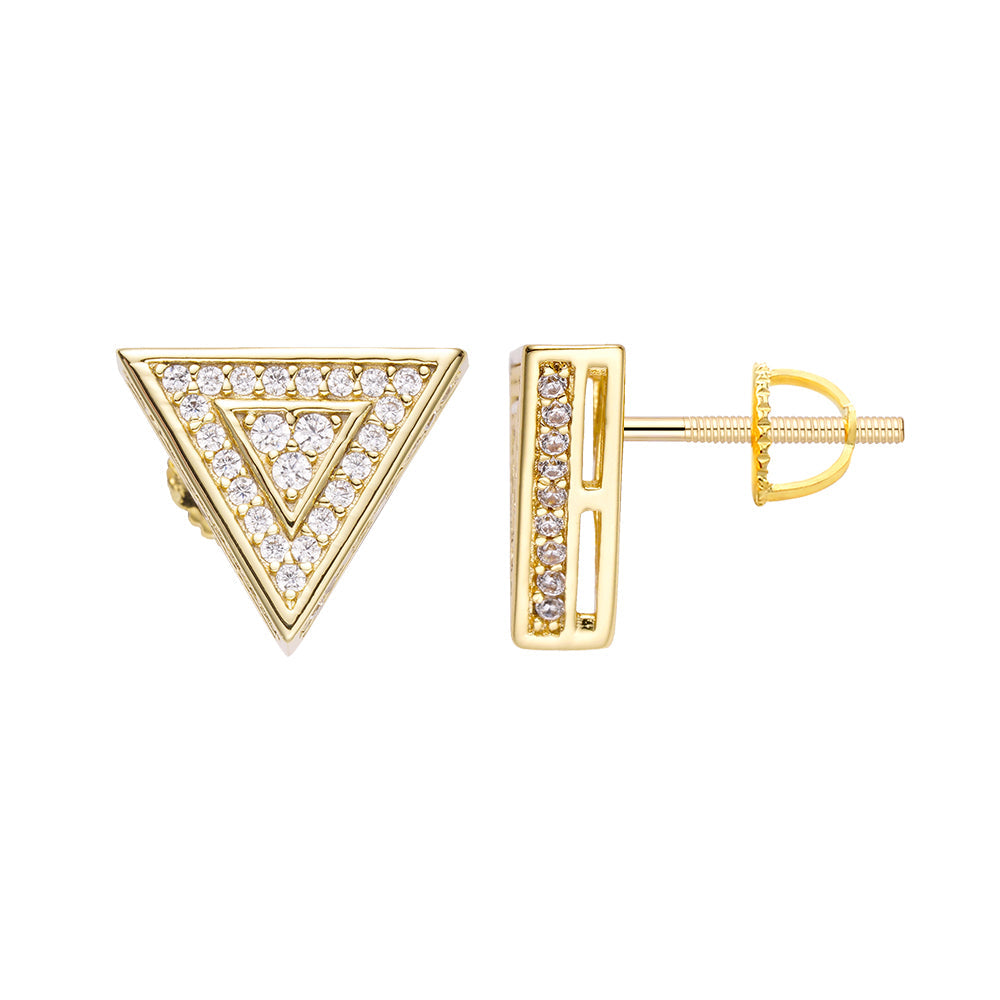 Big Daddy Triangle Stud Iced Out Diamond Earring