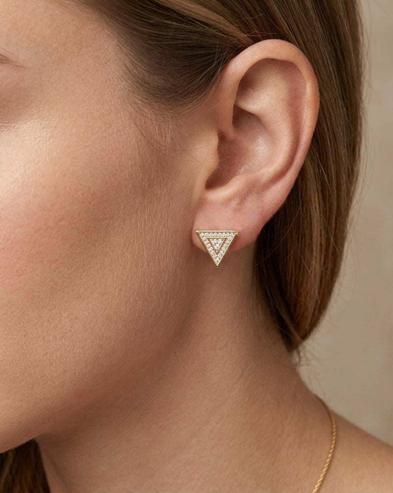 Big Daddy Triangle Stud Iced Out Diamond Earring