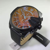 Diesel Mega Chief DZ4323 316L black ion-plated stainless steel & genuine leather strap 10ATM (100m) water resistant Japan movements with a chronograph and date function