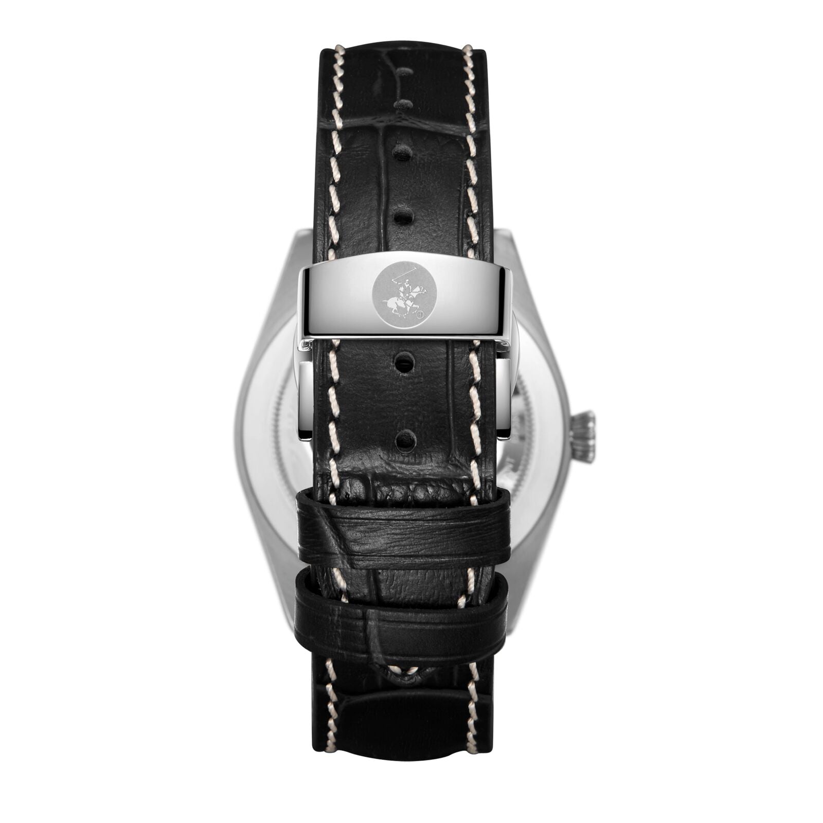 Beverly Hills Polo Club watch caseback showing stainless steel with embossed logo