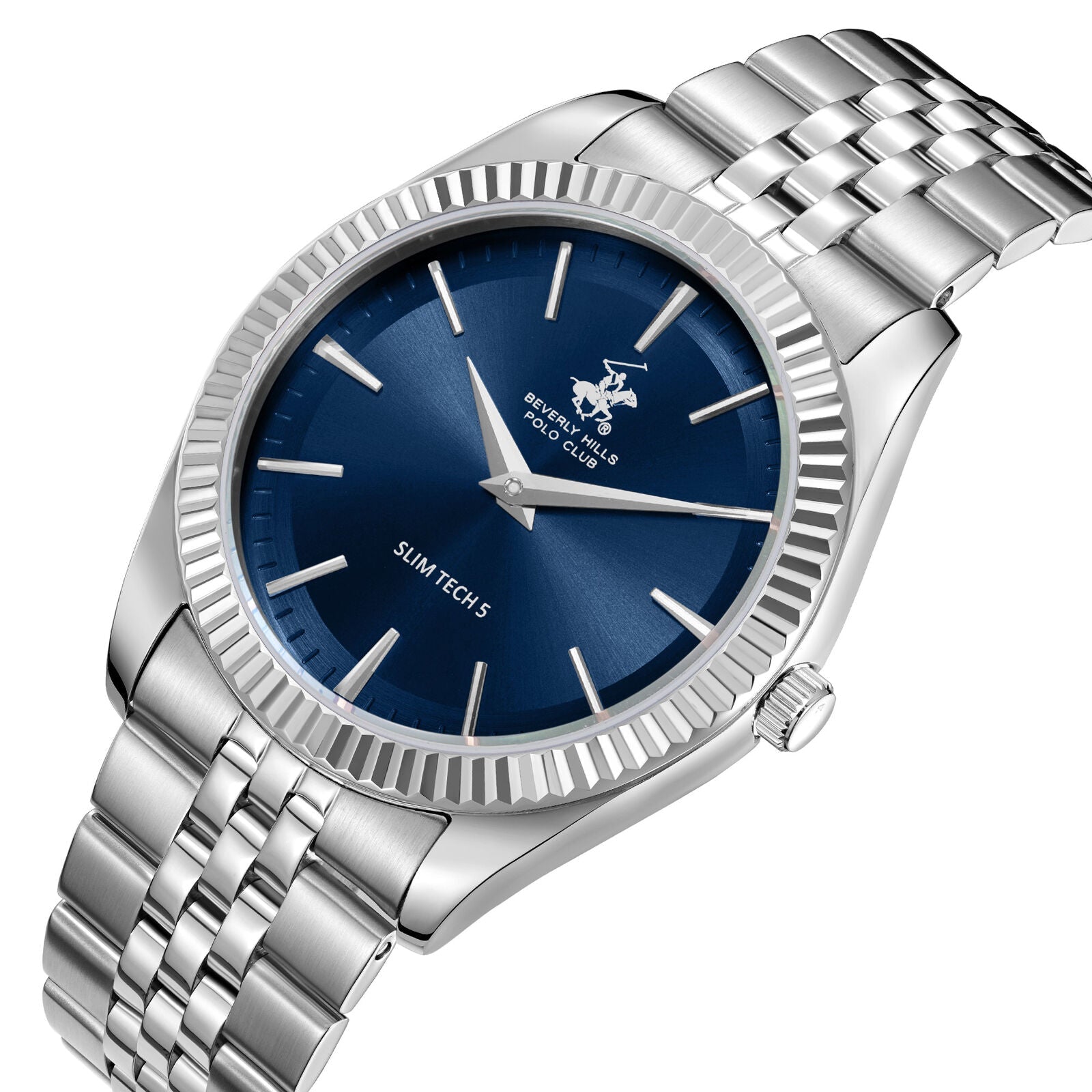 Beverly Hills Polo Club Slim Tech 5 Blue Dial Silver Watch - BP3830X.390