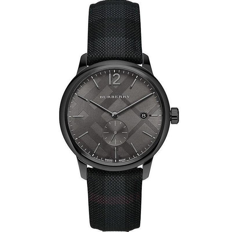 Burberry Menβs Swiss Made Leather Strap Black Dial Men's Watch BU10010 - The Watches Men & CO