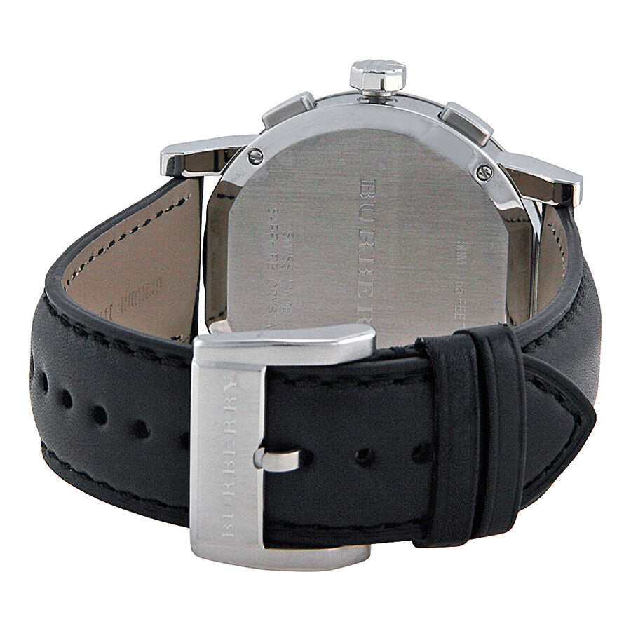 Burberry Chronograph Black Dial Black Leather Men's Watch BU9356 - The Watches Men & CO #3