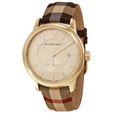 Burberry Honey Dial Honey Check Fabric-Coated Leather Unisex Watch BU10001 - BigDaddy Watches